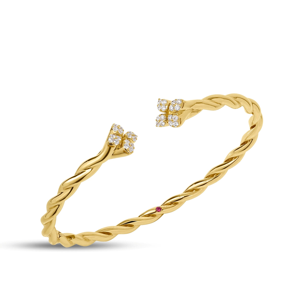 Roberto Coin 18K Yellow Gold Love In Verona Twist Diamond Bangle 0.28ctw