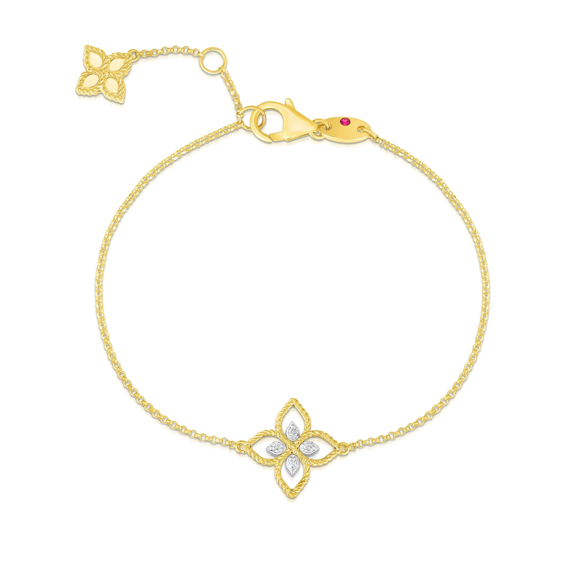 Video Thumbnail: Roberto Coin Yellow White Gold Princess Flower Small Diamond Flower Bracelet 0 - Roberto Coin 18k Yellow/white Gold Princess Flower Small Diamond Flowe
