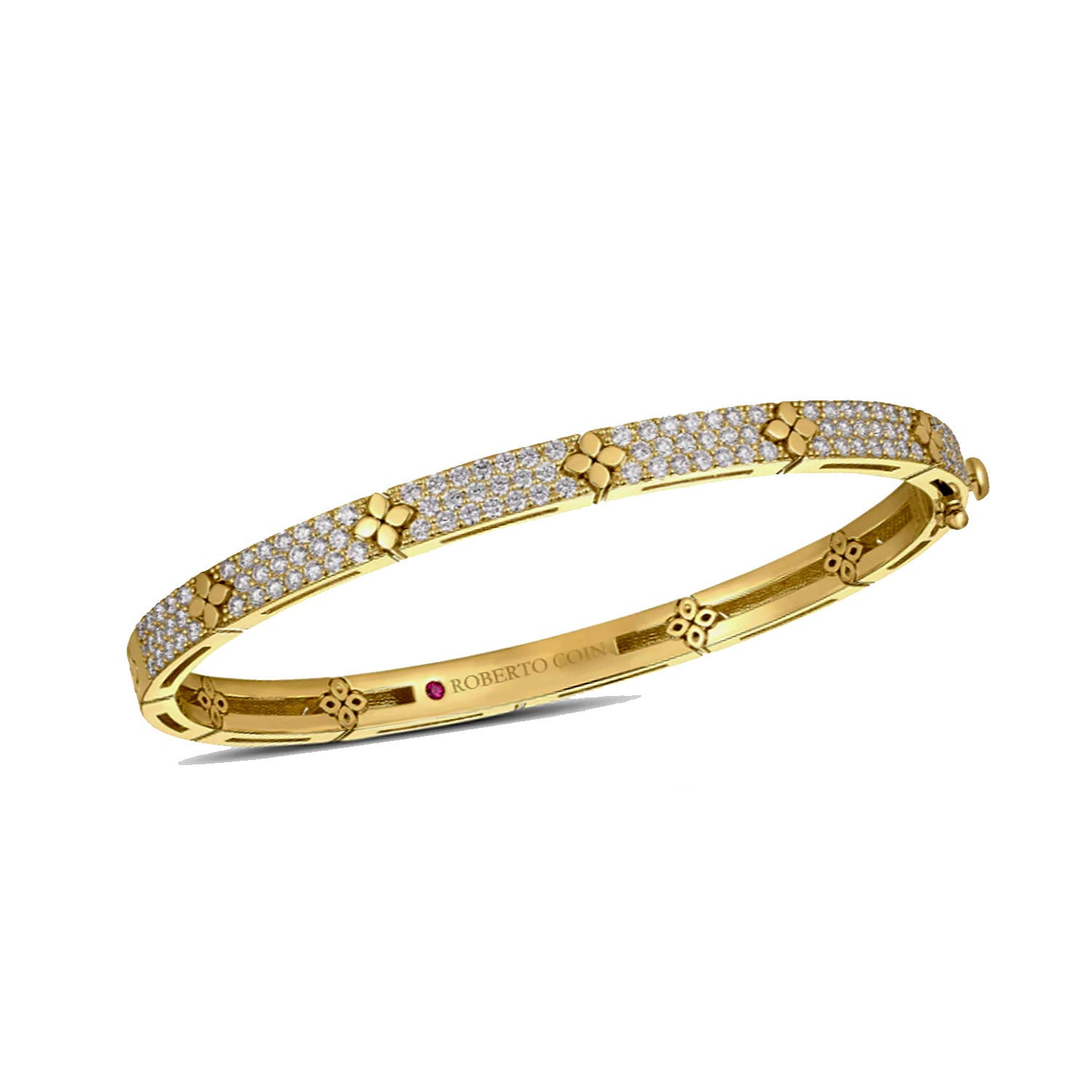 Roberto Coin 18k Yellow Gold Love In Verona Pave Diamond Bangle 1.45ctw