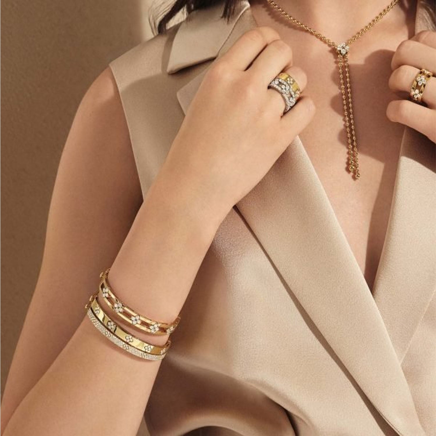 Roberto Coin Love in Verona 18K Yellow Gold Diamond Open Frame Bangle