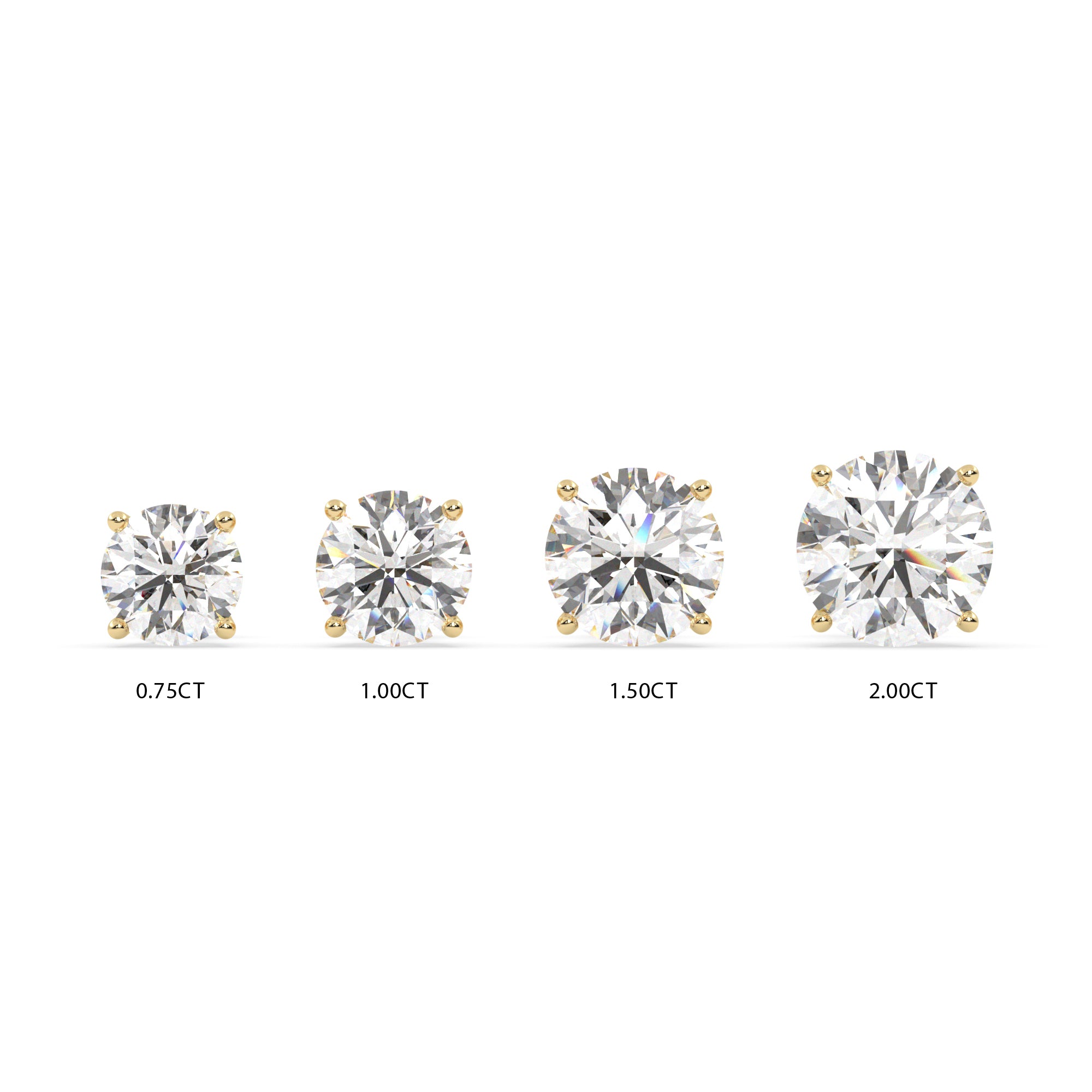 18KY Four Prong Basket Diamond Stud Earrings