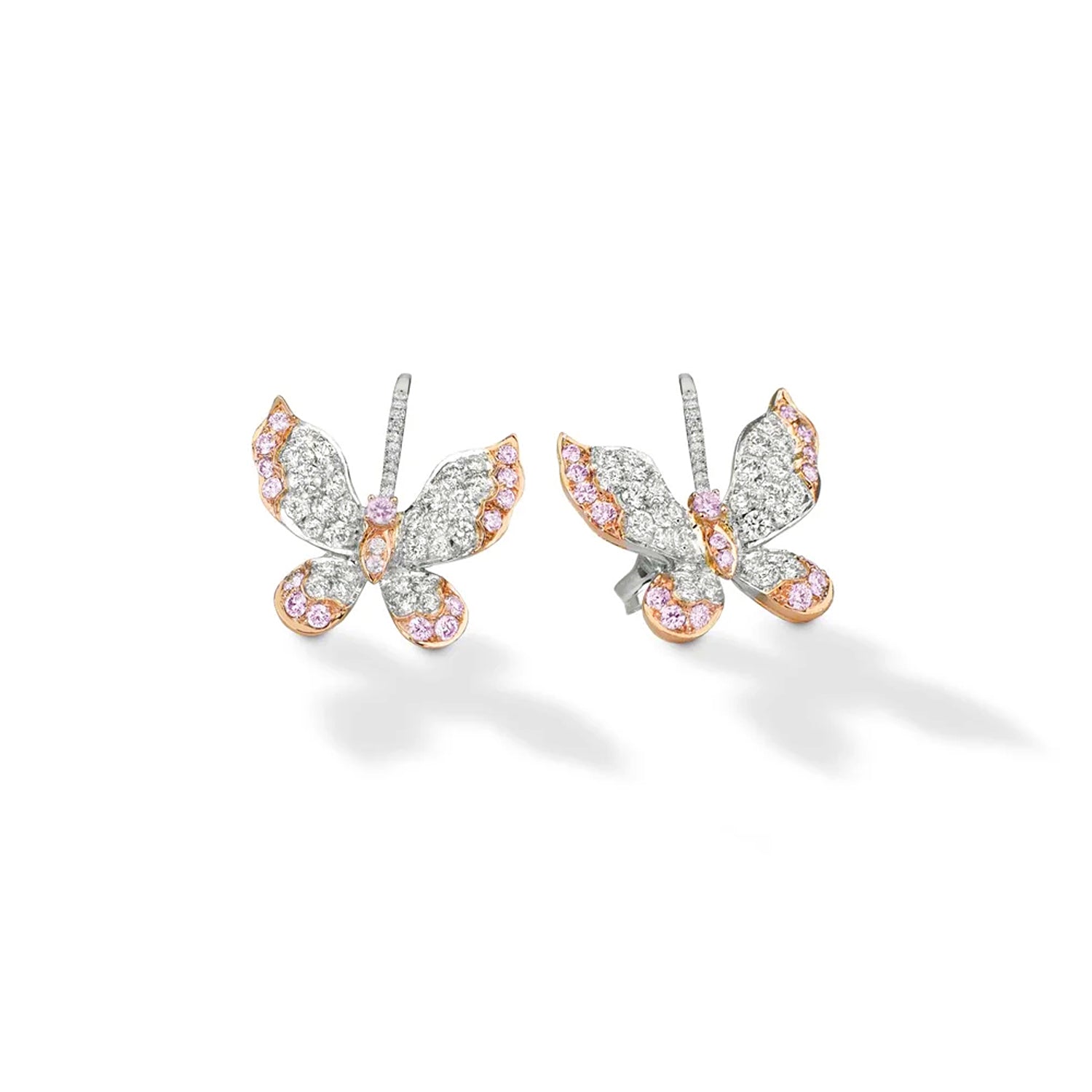 Scott West Platinum and 18K Gold Argyle Pink Diamond Butterfly Earrings