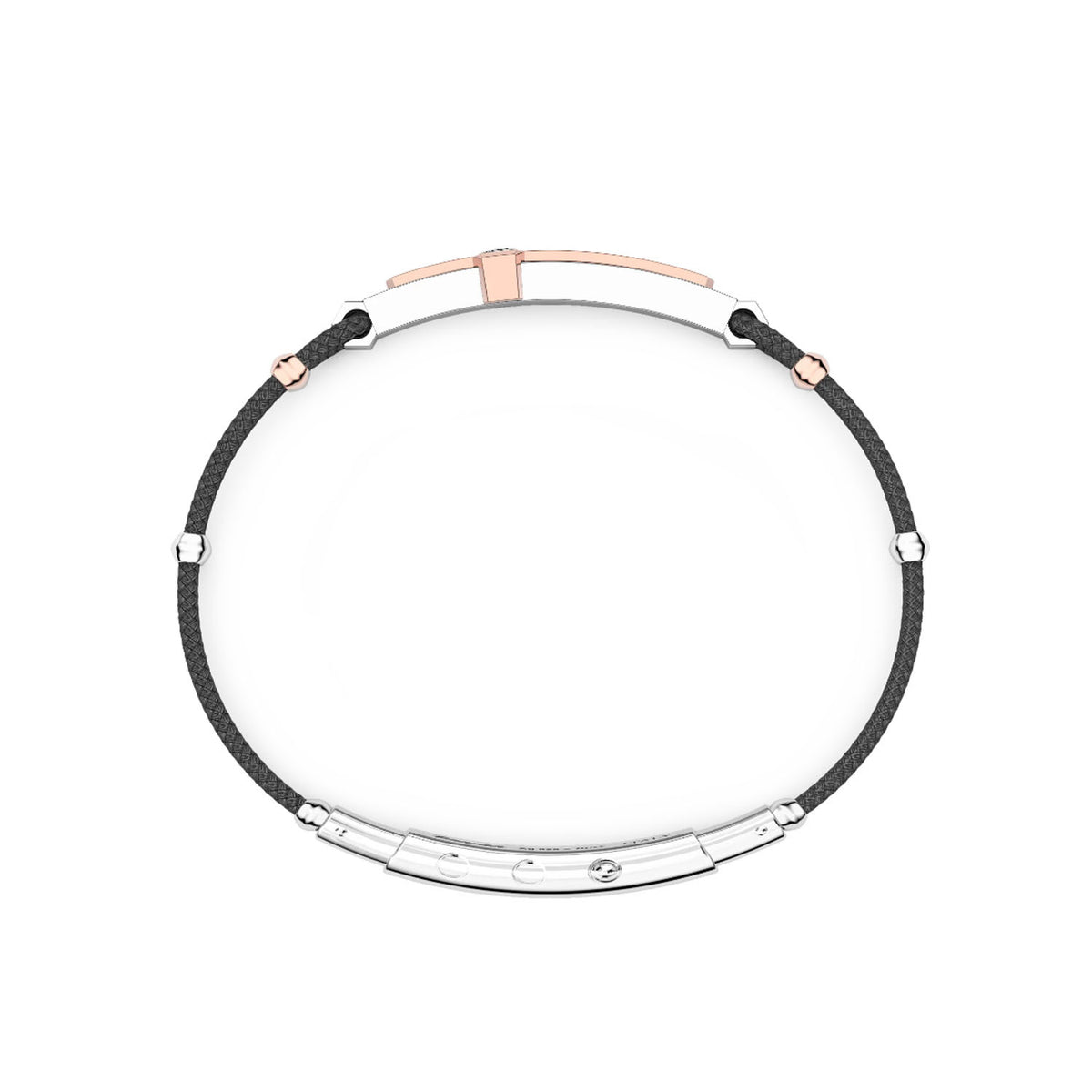 Zancan Silver Bracelet with 18K Gold Inserts, Stones and Kevlar
