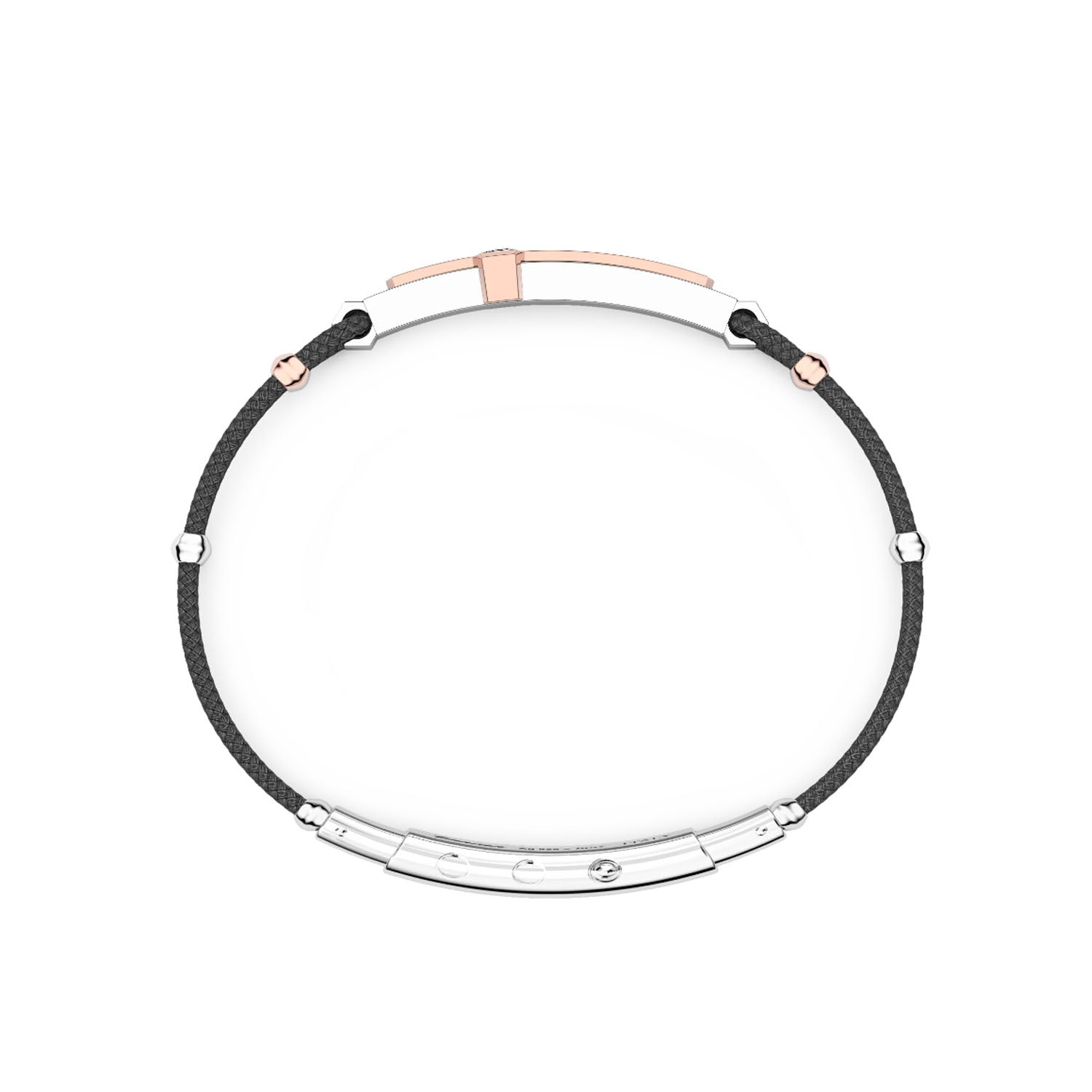 Silver Bracelet with 18K Gold Inserts, Stones and Kevlar