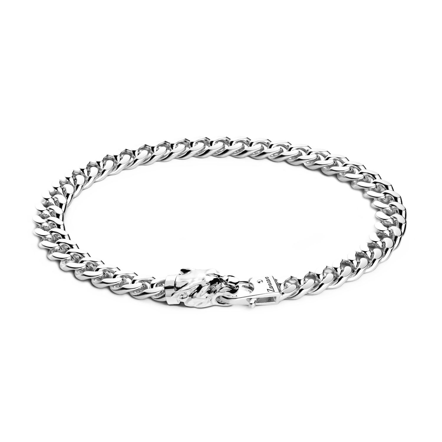 Zancan Silver Curb Chain with Panther Head Closure Bracelet