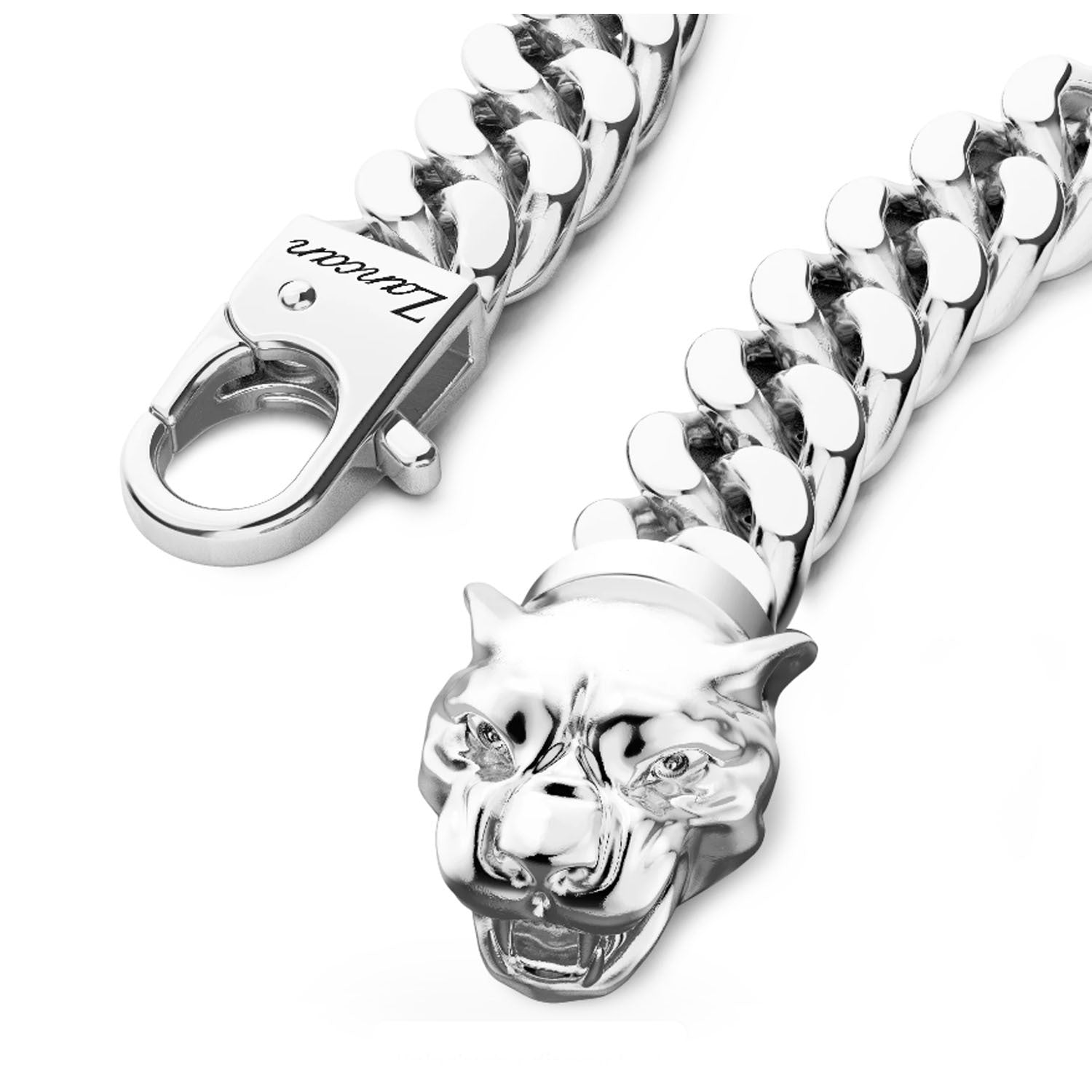 Zancan Silver Curb Chain with Panther Head Closure Bracelet