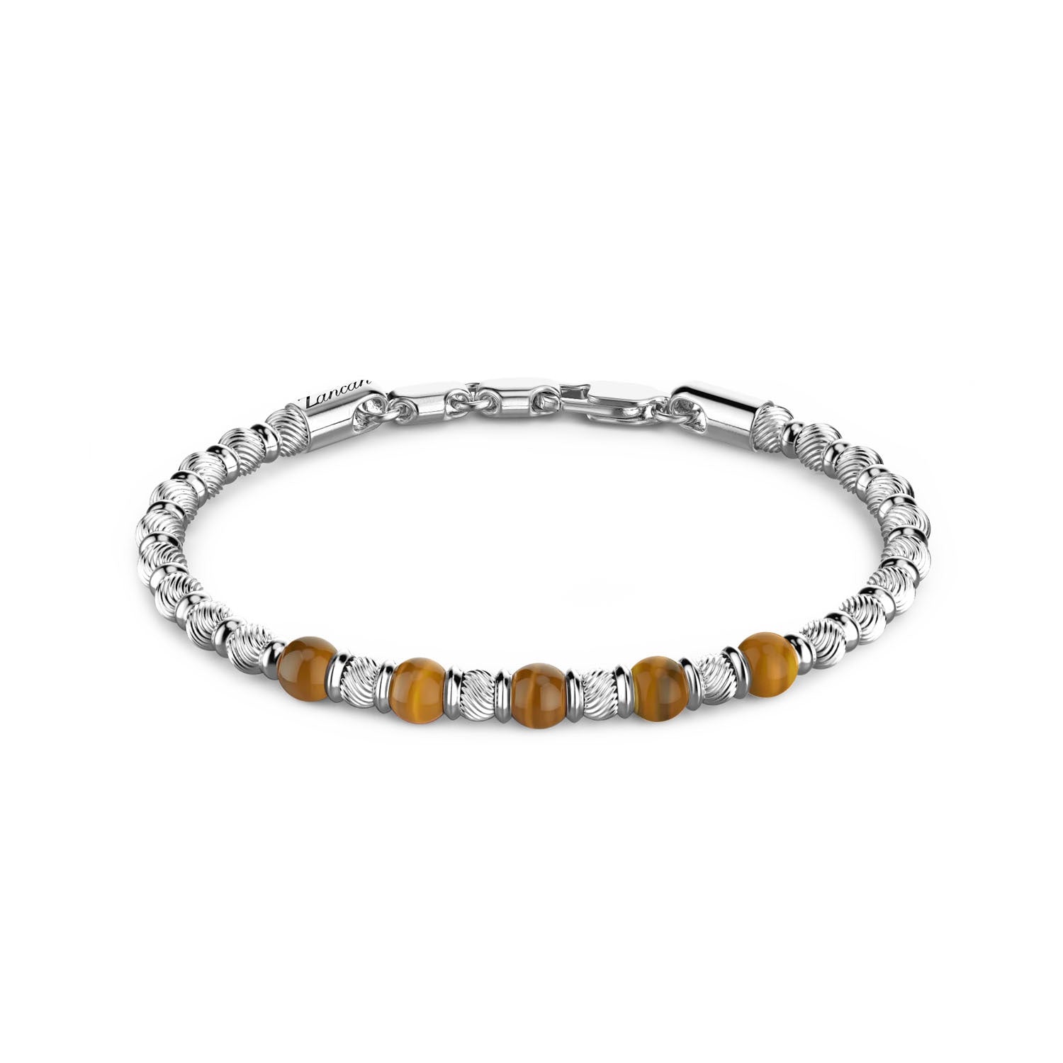 Soft Bracelet with Marble Silver Beads and Hard Natural Stones
