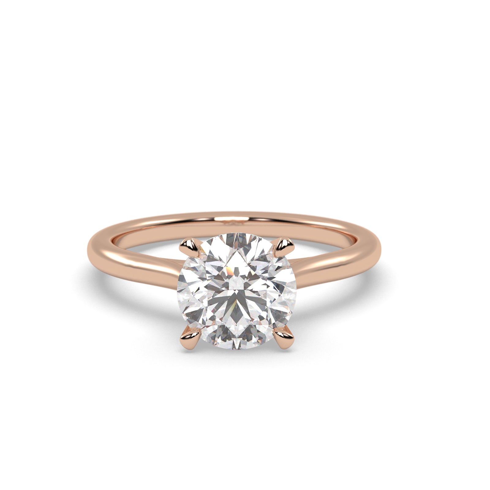 Stella Round Diamond Solitaire Engagement Ring in Rose Gold