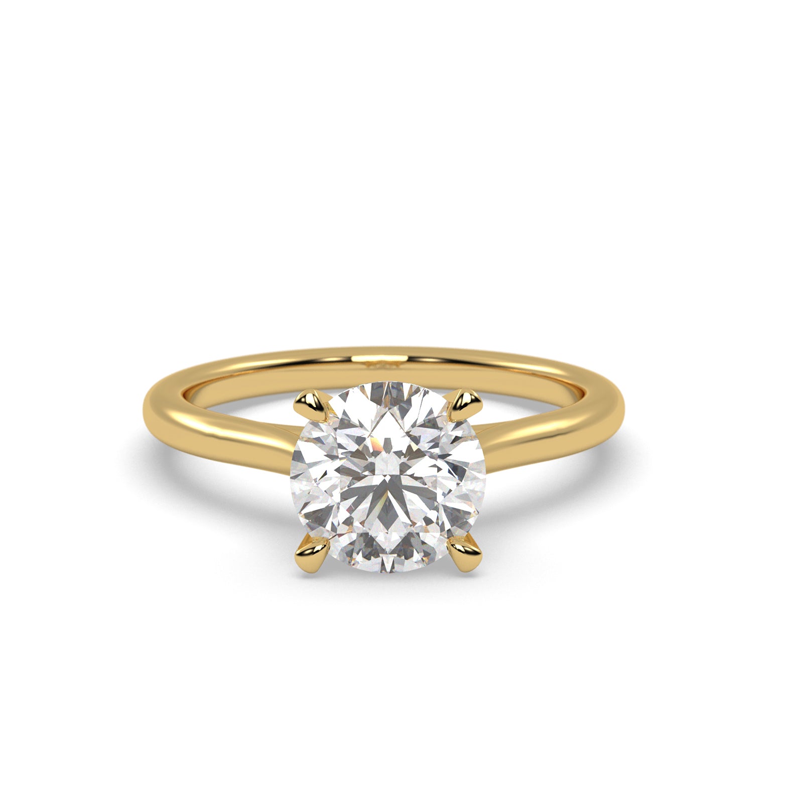 Stella Round Diamond Solitaire Engagement Ring in Yellow Gold