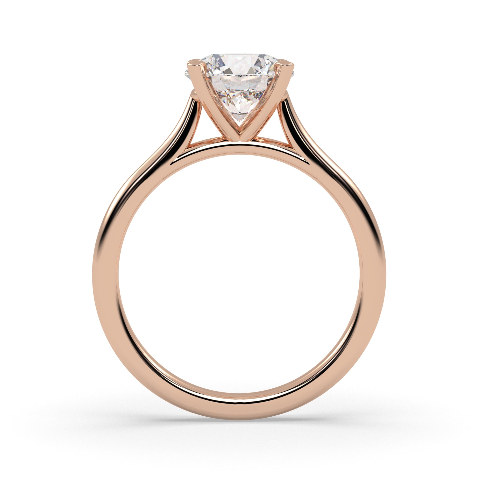 Stella Round Diamond Solitaire Engagement Ring in Rose Gold