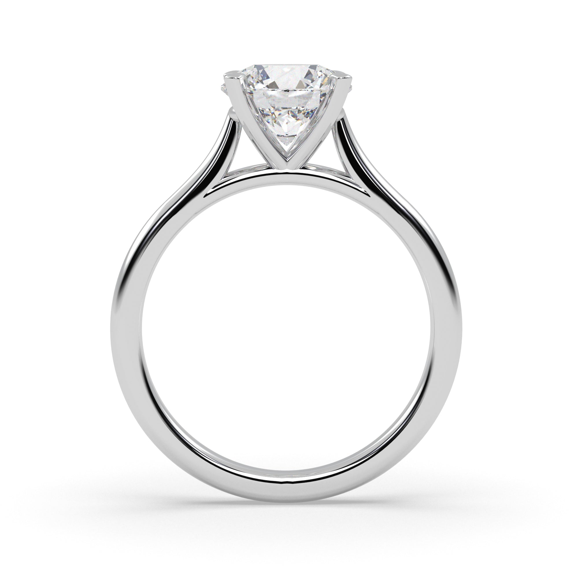 Stella Round Diamond Solitaire Engagement Ring in White Gold