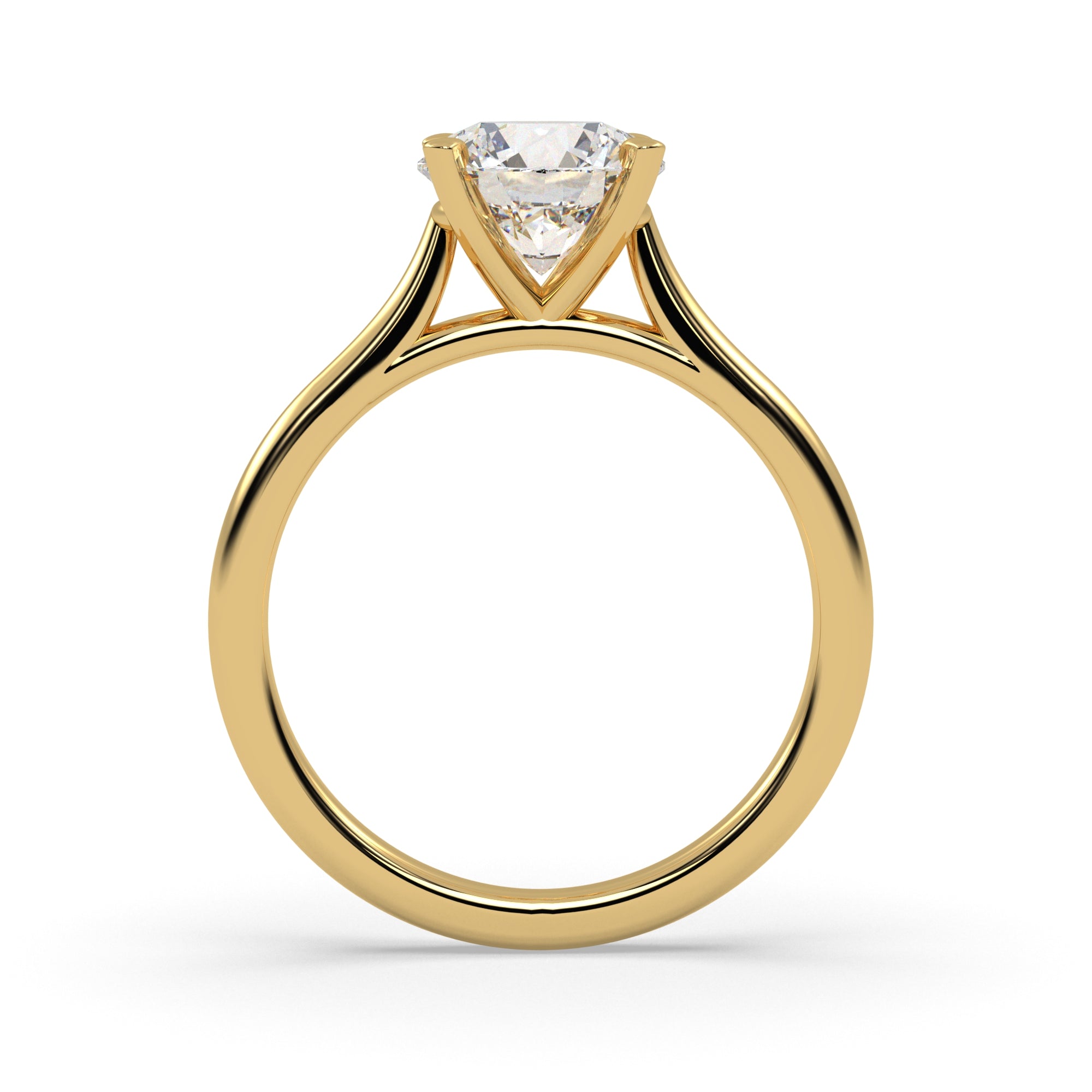 Stella Round Diamond Solitaire Engagement Ring in Yellow Gold