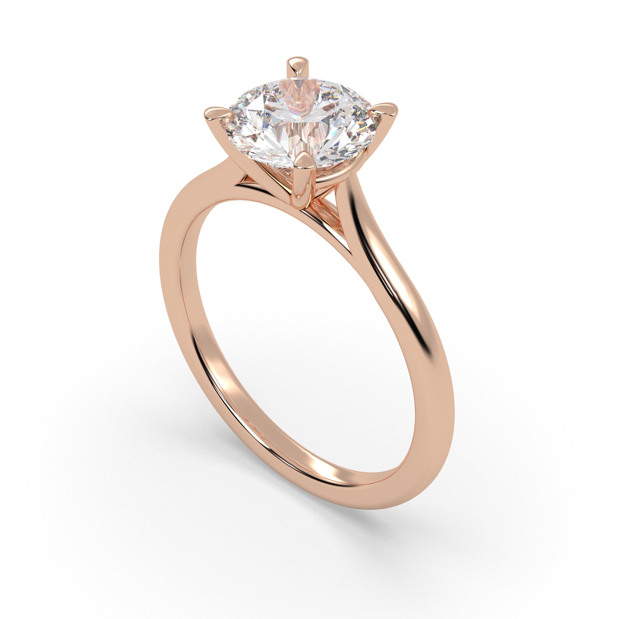 Stella Round Diamond Solitaire Engagement Ring in Rose Gold