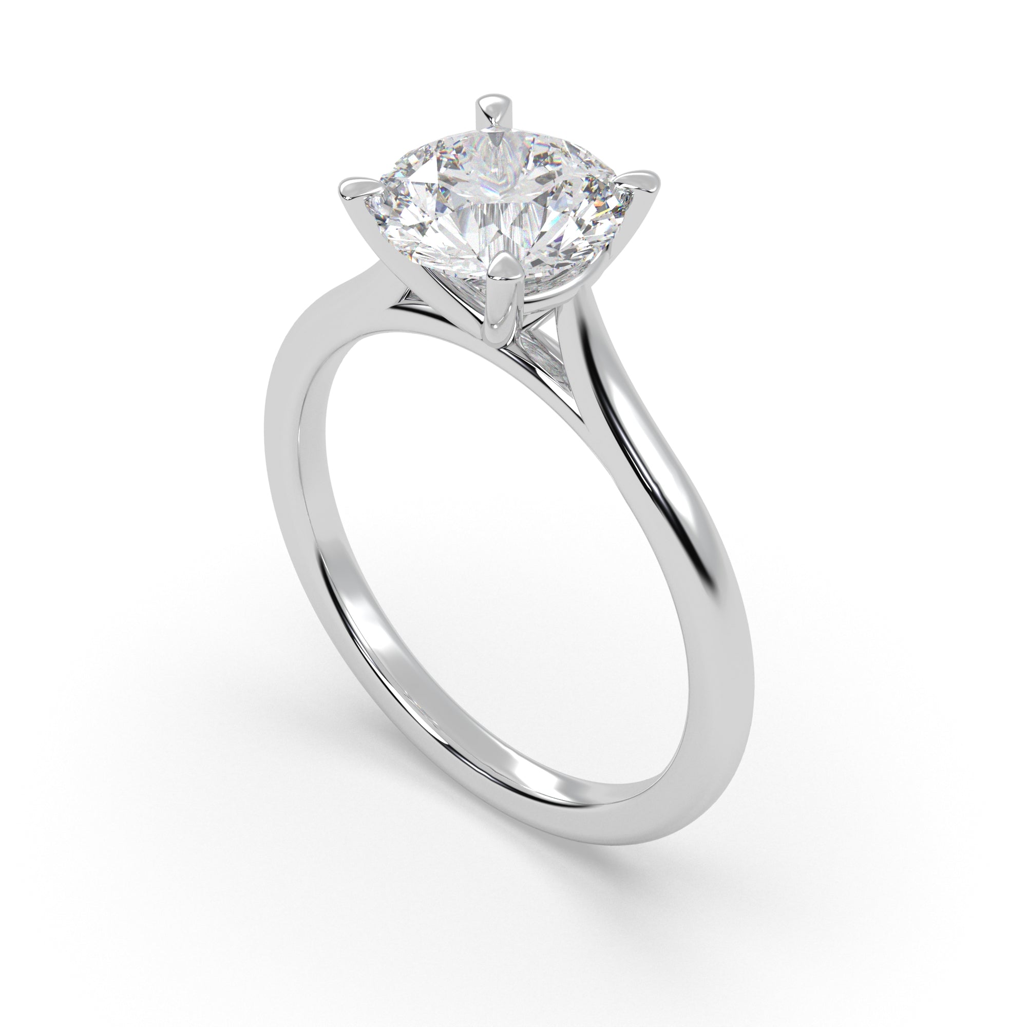 Stella Round Diamond Solitaire Engagement Ring in White Gold