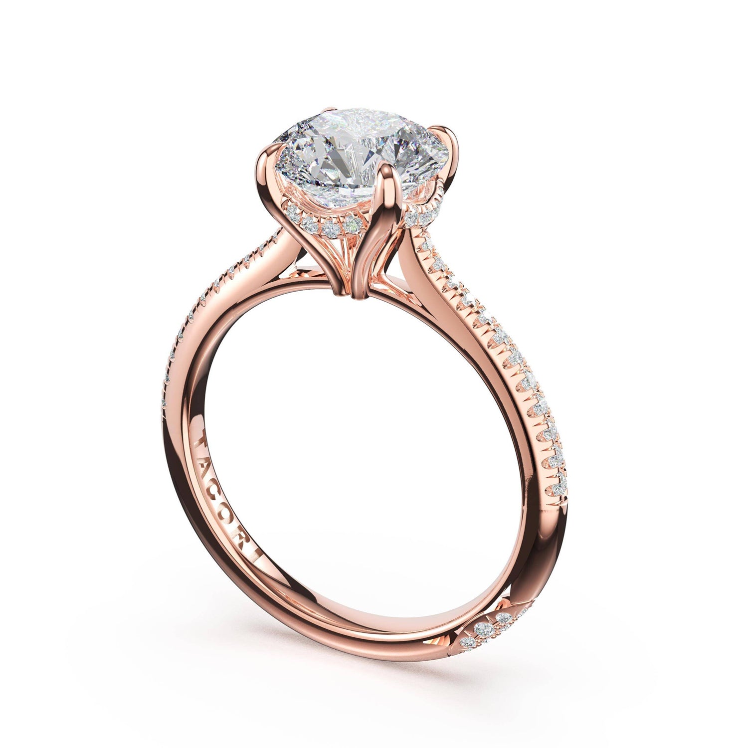 Tacori 18k Rose Gold Founders Diamond Engagement Ring Pavé 0.10ctw