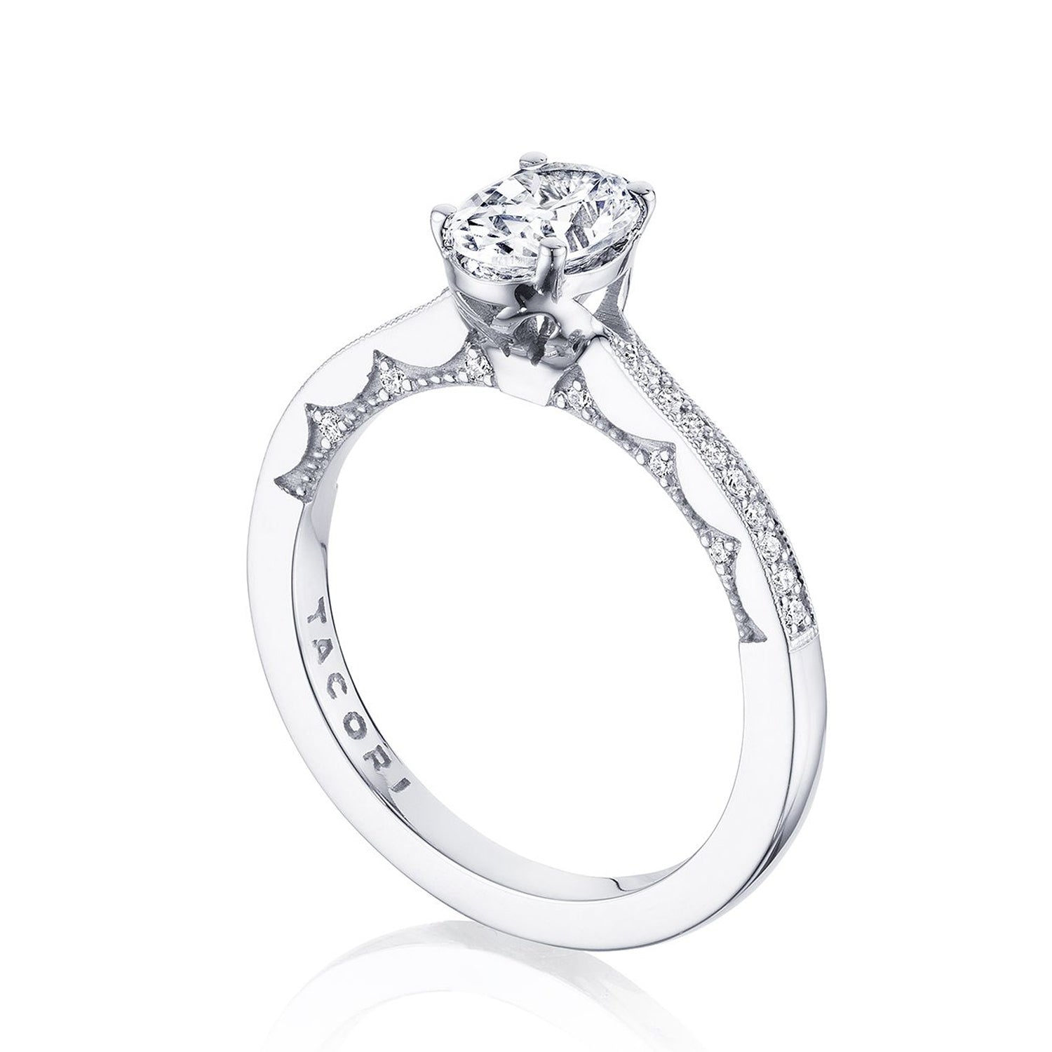 Tacori 14K White Gold Coastal Crescent Engagement Ring  0.14ctw