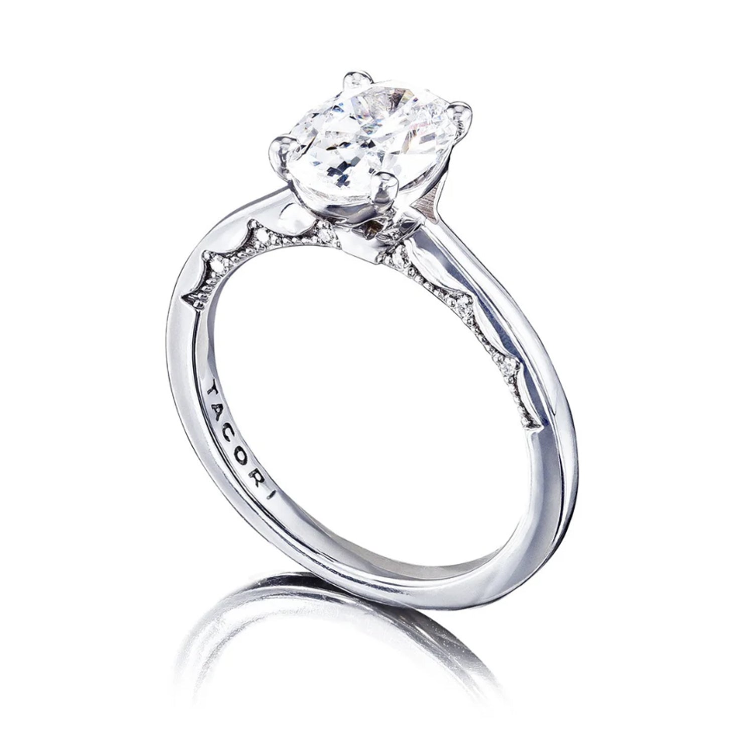 Tacori 14K White Gold Coastal Crescent Oval Solitaire Engagment Ring