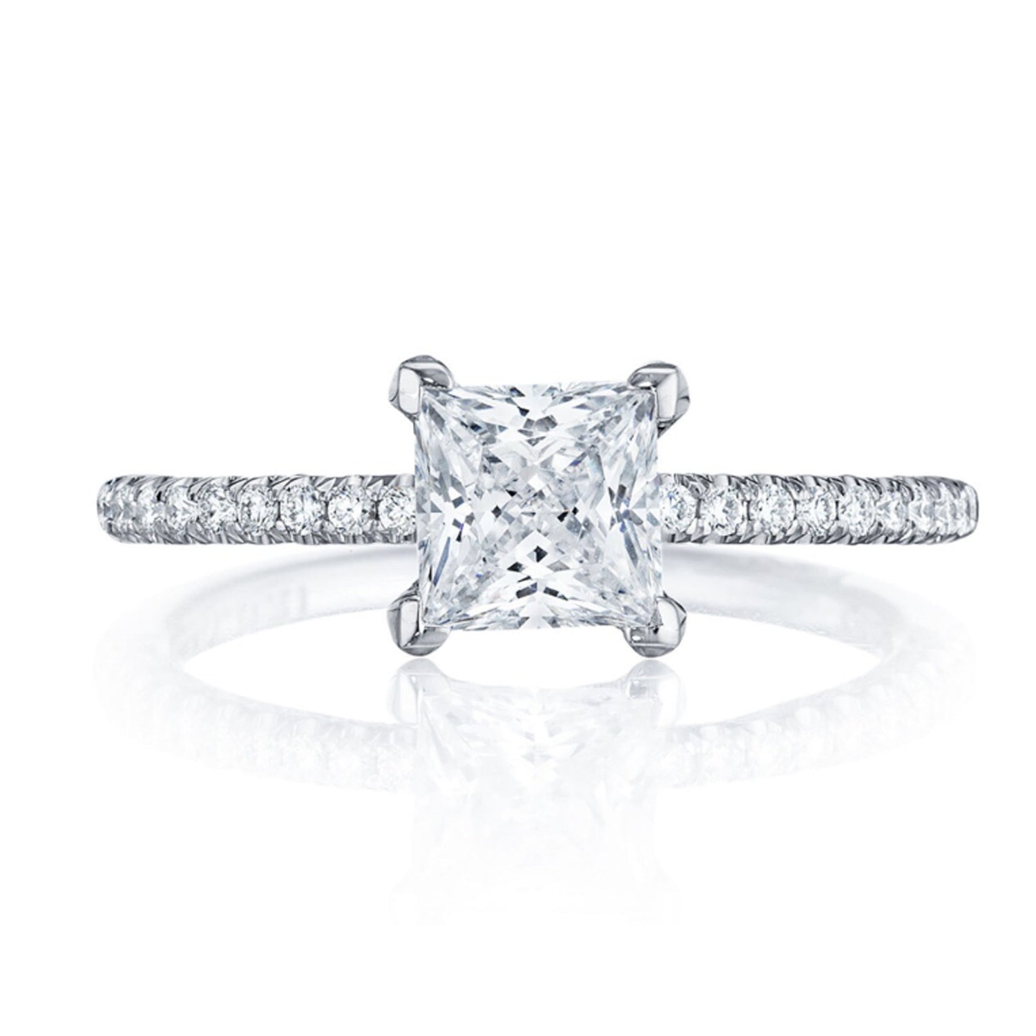 Tacori 18K White Gold Petite Crescent Enagement Ring 0.23ctw