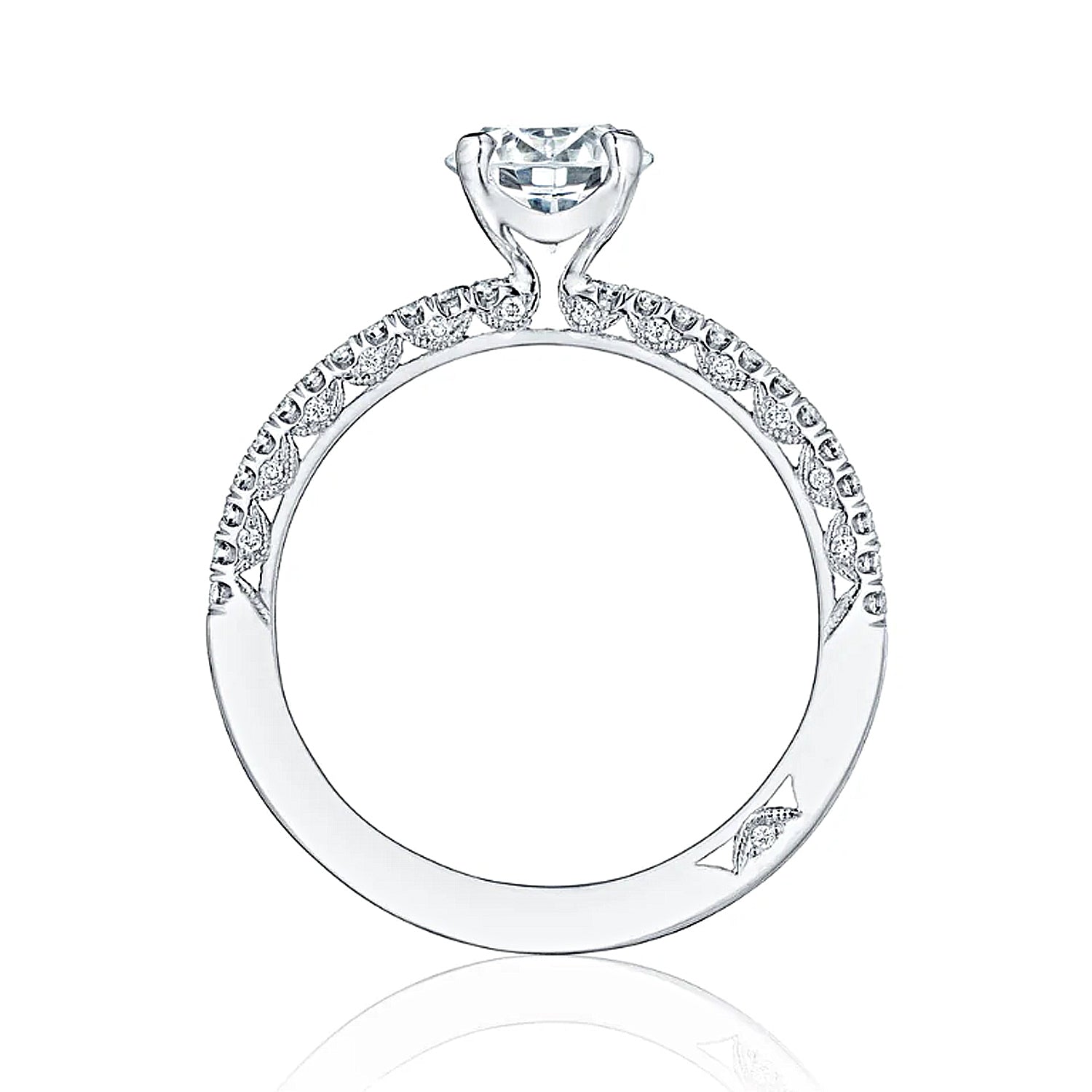 Tacori 18K White Gold Petite Crescent Enagement Ring 0.23ctw
