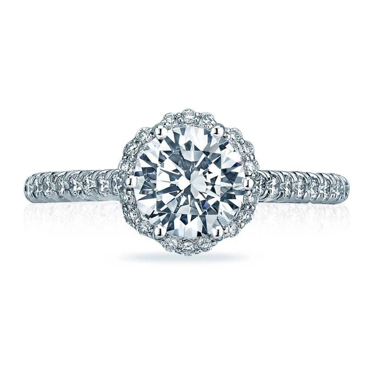 Tacori 18K White Gold Petite Crescent Engagement Ring.