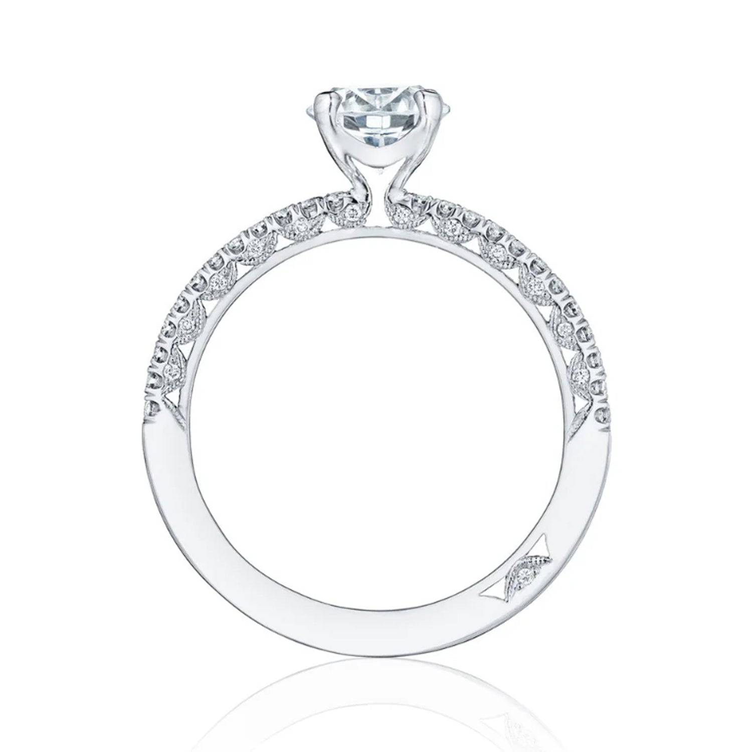 Tacori 18K White Gold Petite Crescent Engagement Ring  0.25ctw