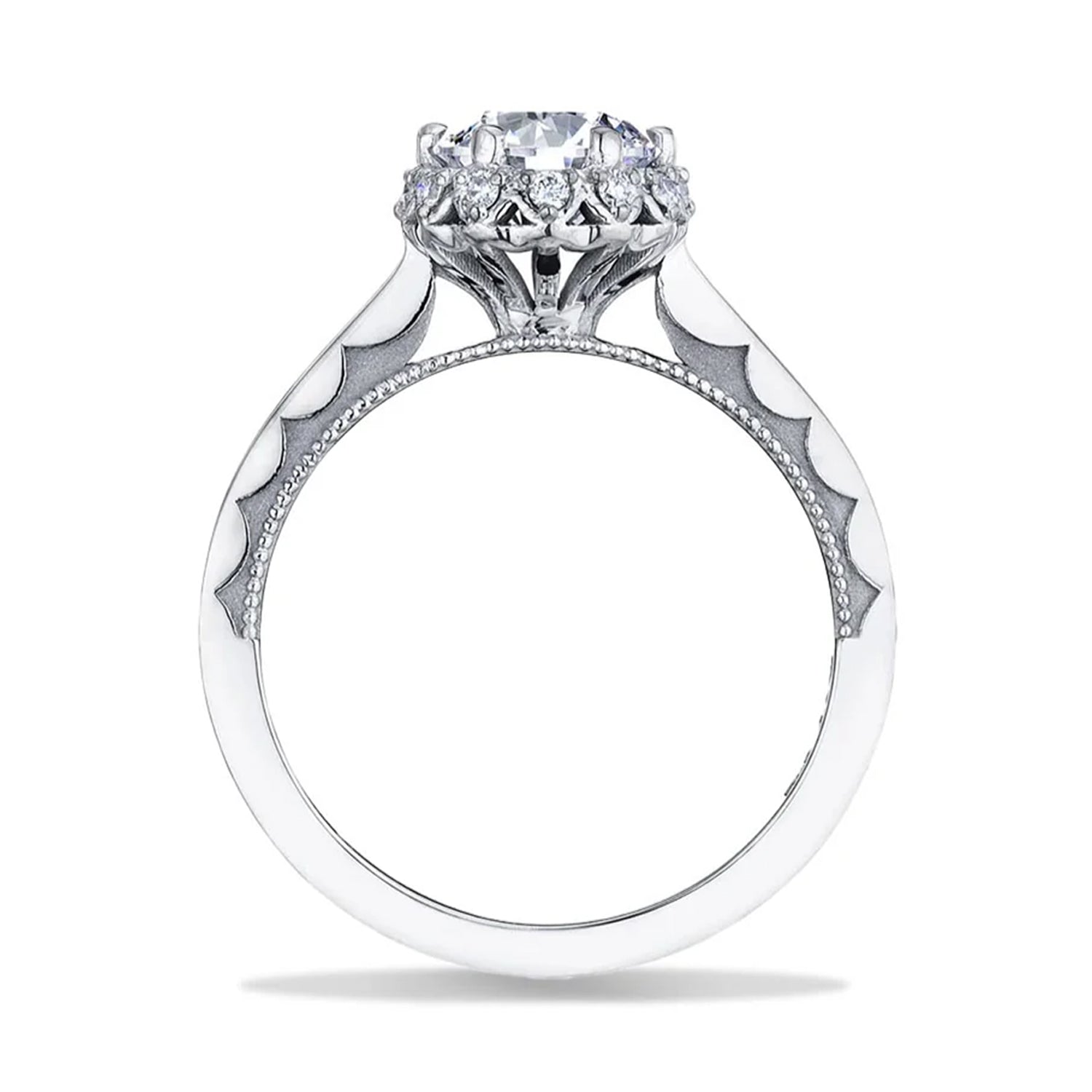 Tacori 18K White Gold Sculpted Crescent Engagment Ring   0.10ctw
