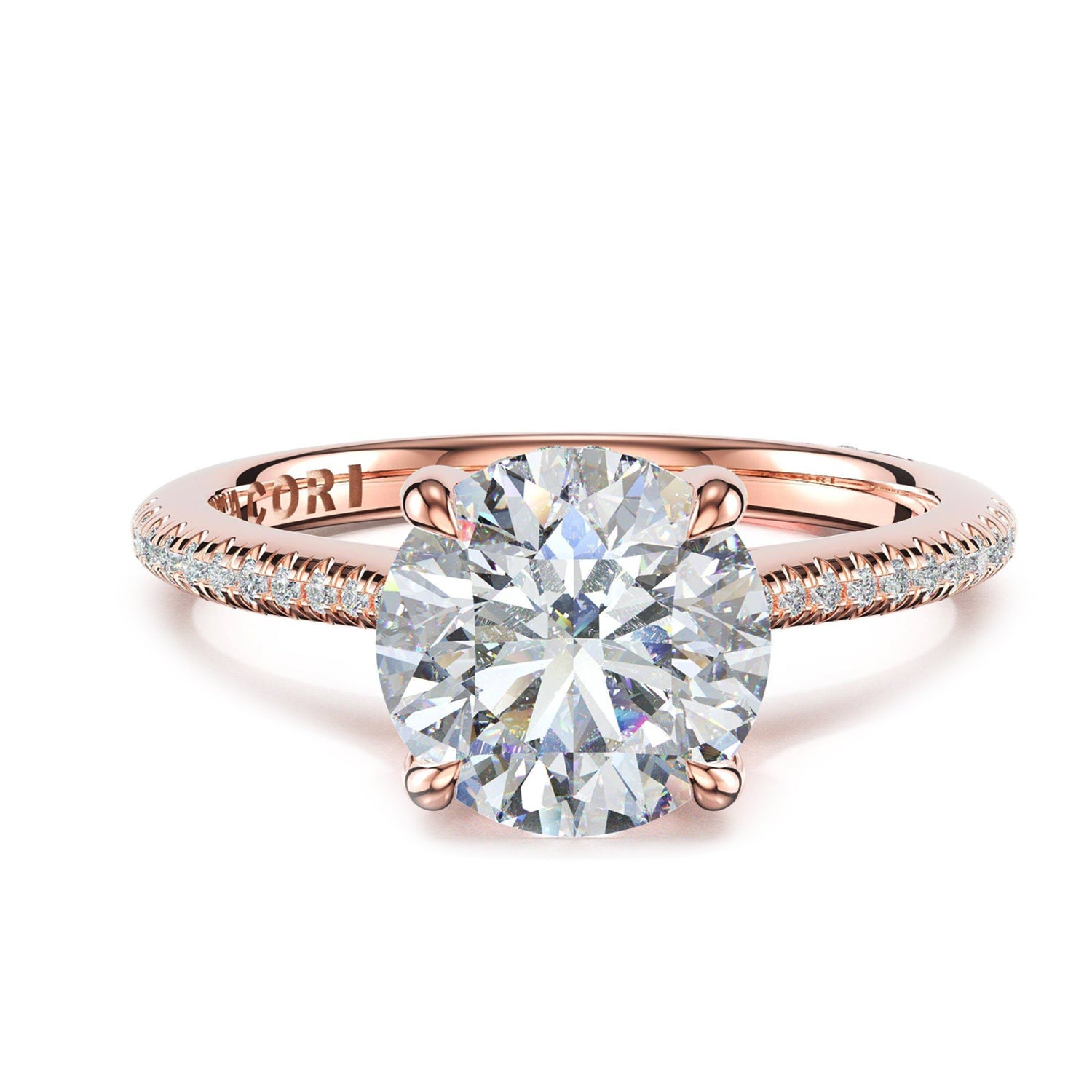 Tacori 18k Rose Gold Founders Diamond Engagement Ring Pavé 0.10ctw
