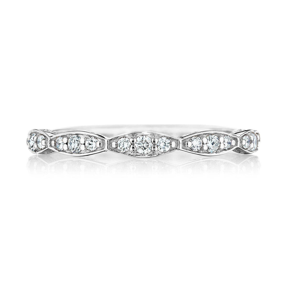 Tacori Platinum Sculpted Crescent  Marquise Design Wedding Band with Diamond