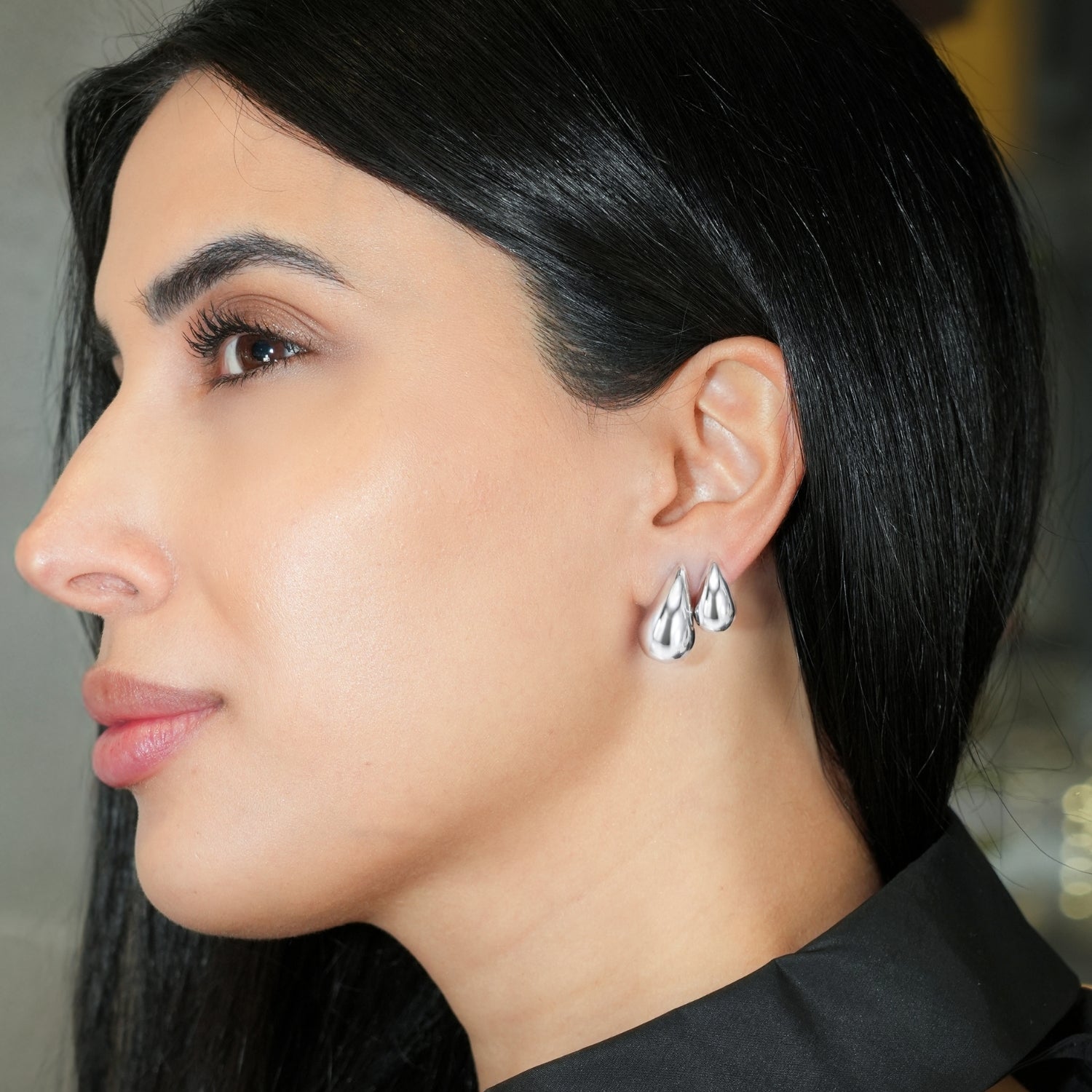 Video Thumbnail: Teardrop Huggie Style Earrings White Gold - Teardrop Huggie Style Earrings 18k White Gold