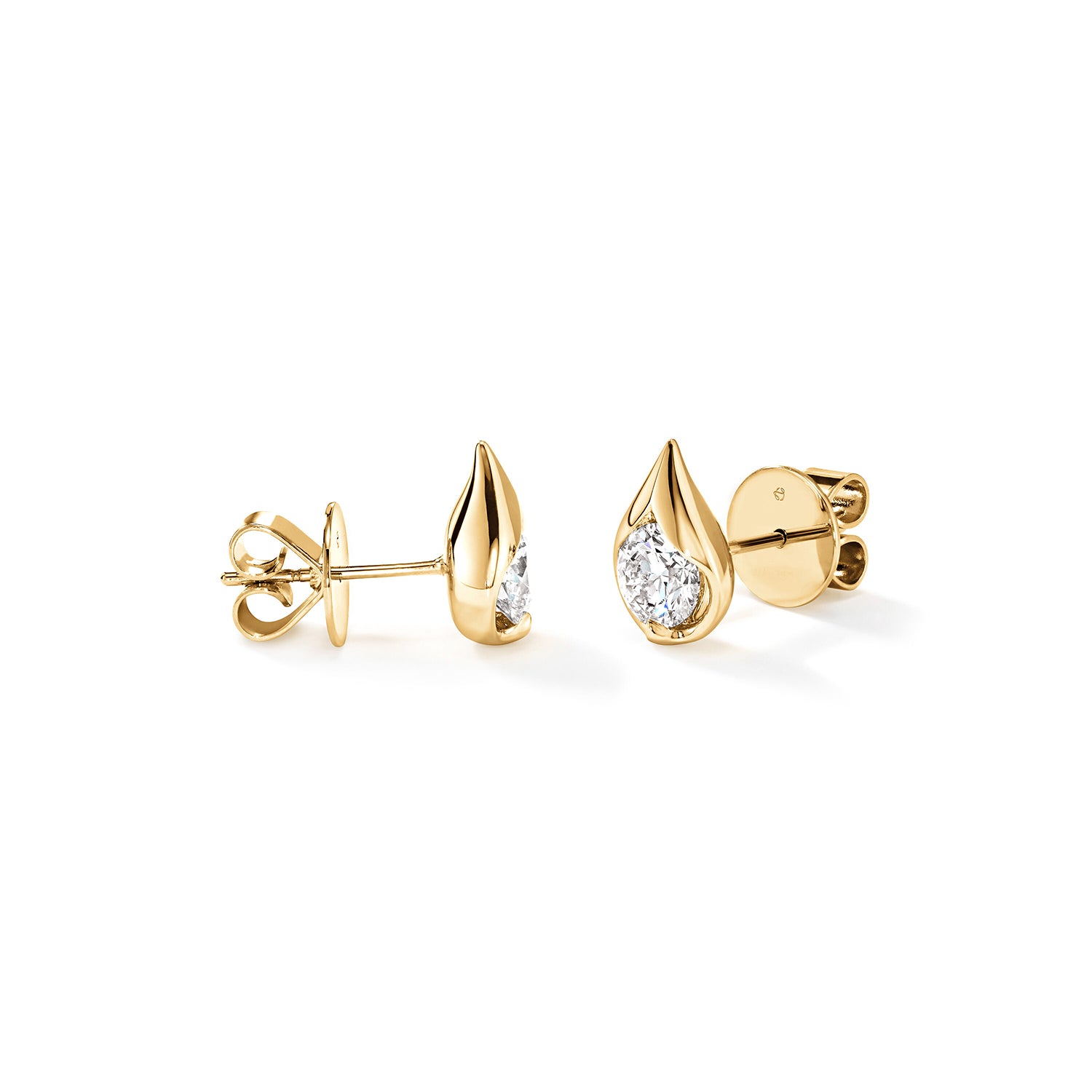 18K Yellow Gold LU Droplet Stud Earrings