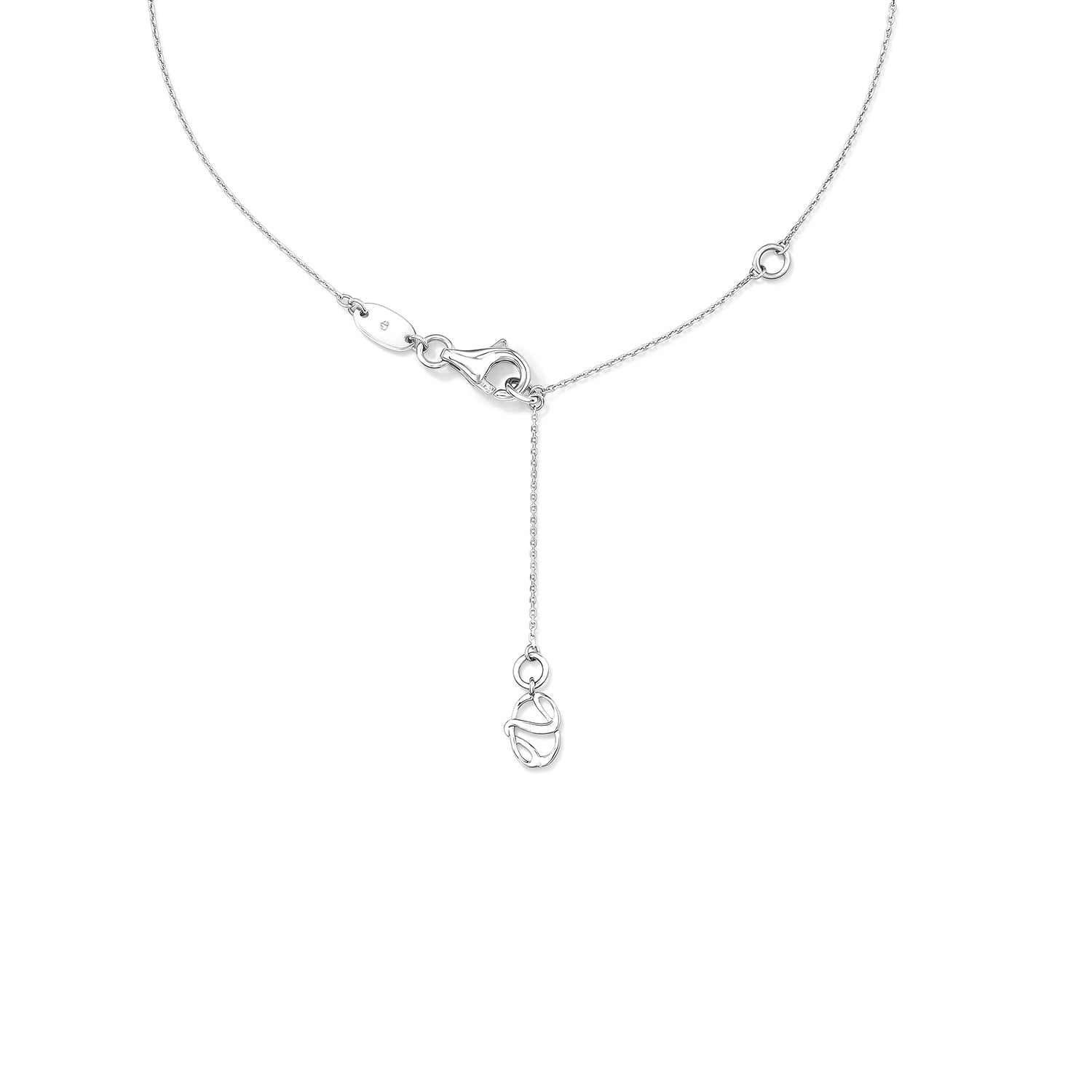 18K White Gold Whimsical Heart Single Diamond Pendant Necklace