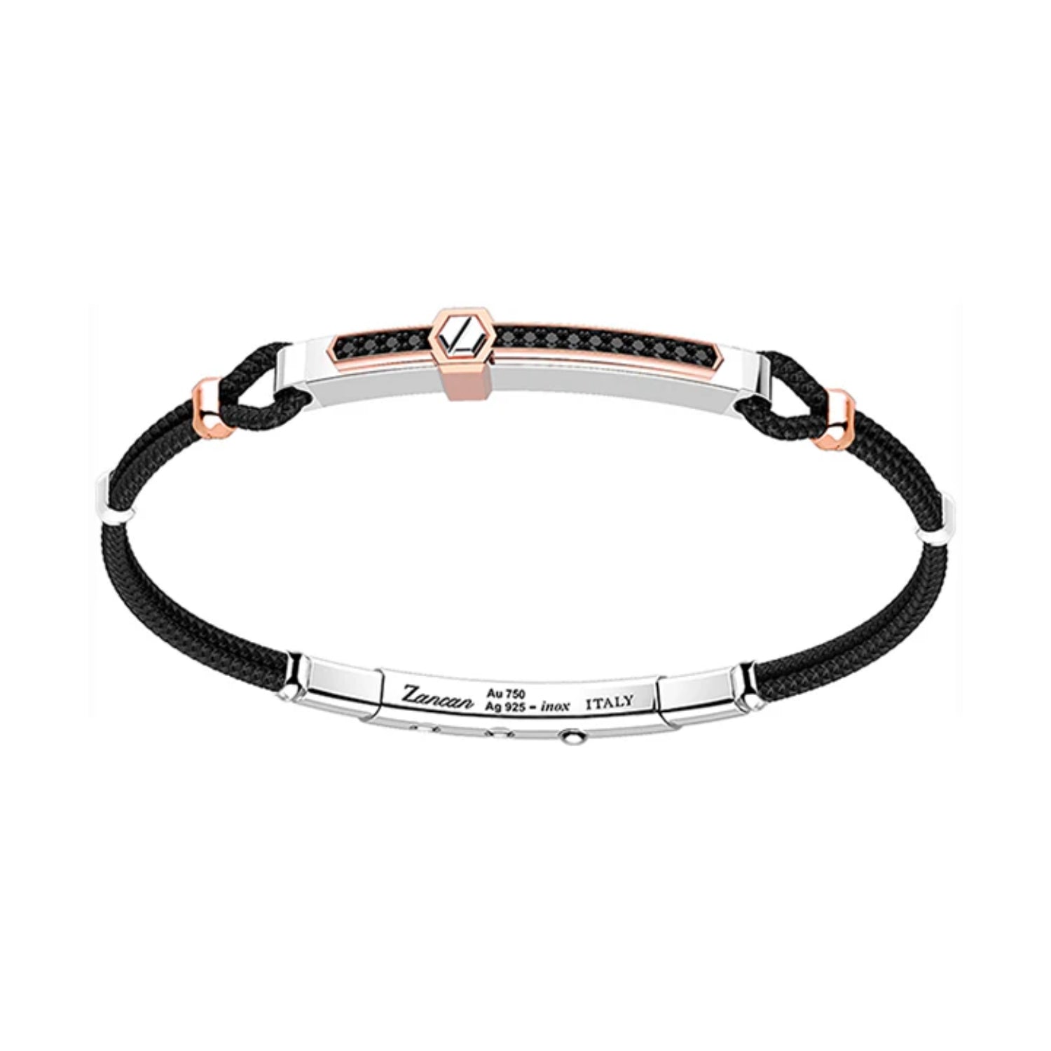 Zancan Black Kevlar & Silver Bracelet