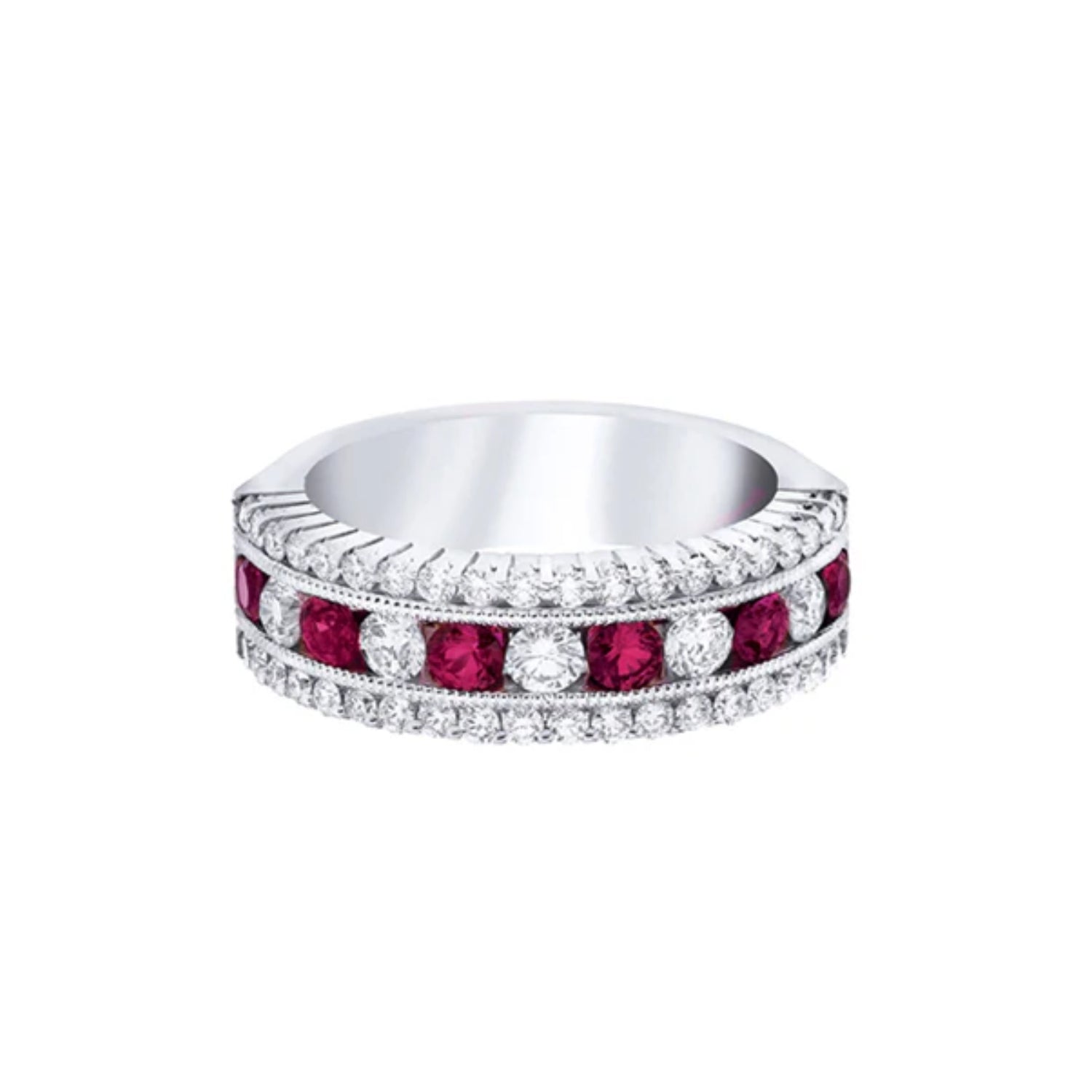 Channel Set Ruby & Diamond Band