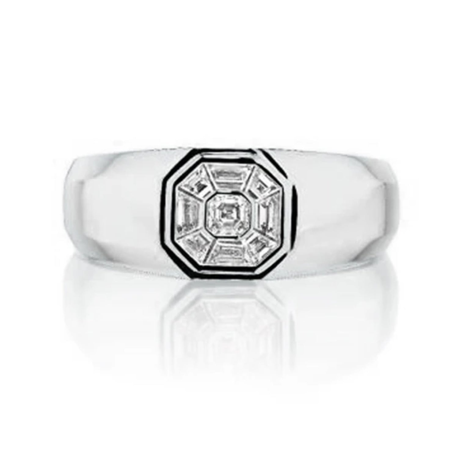 Henri Daussi White Gold Men's Diamond Ring