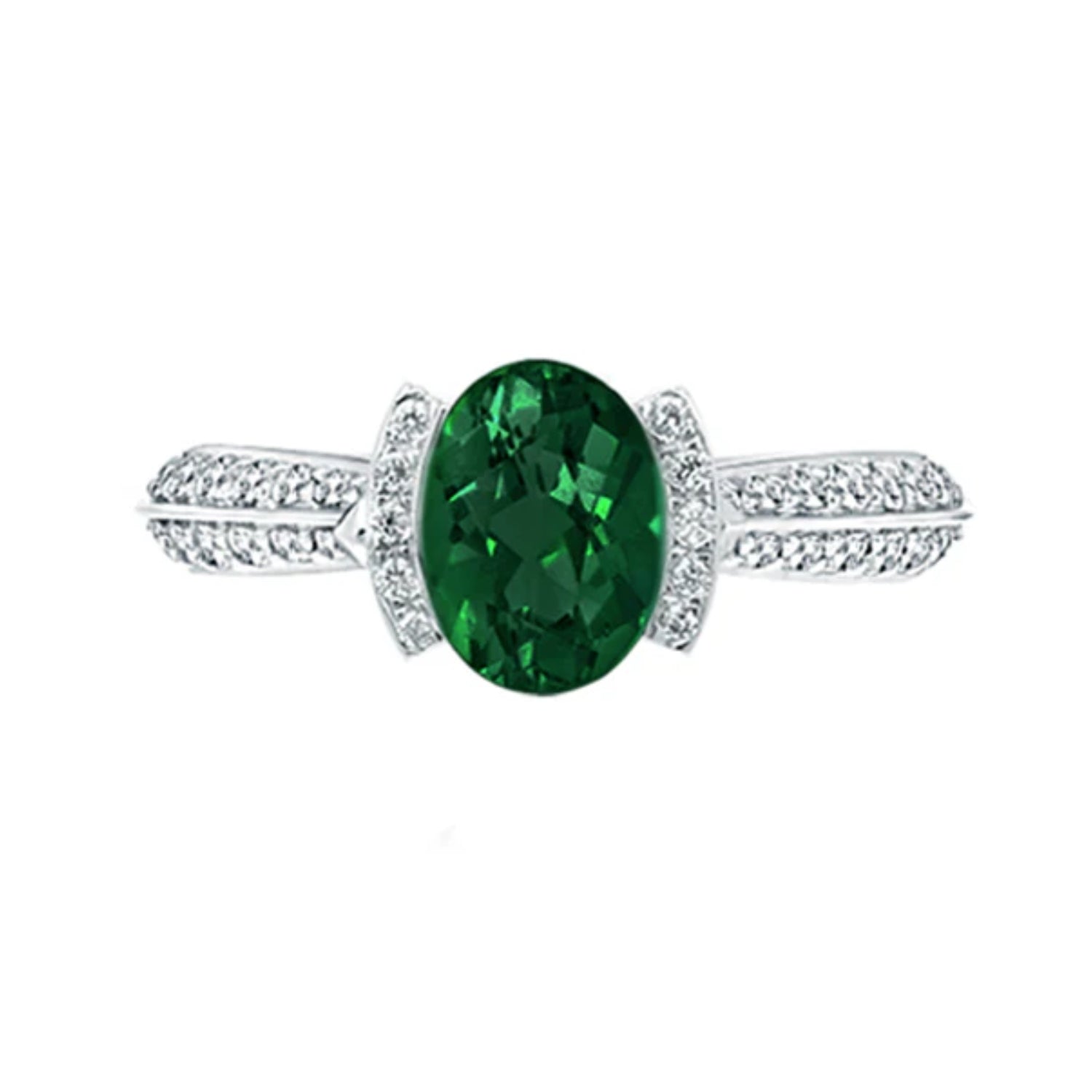 Emerald Pave Diamond Ring