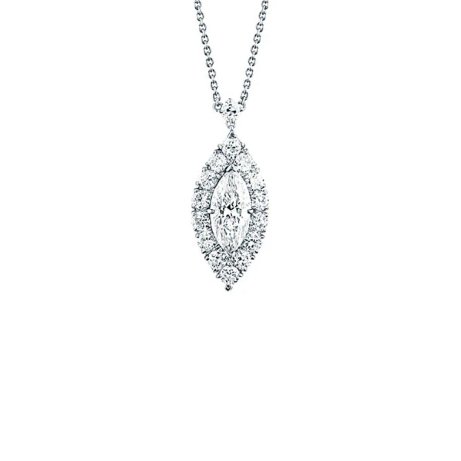 Pre-Owned Marquise Halo Diamond Necklace