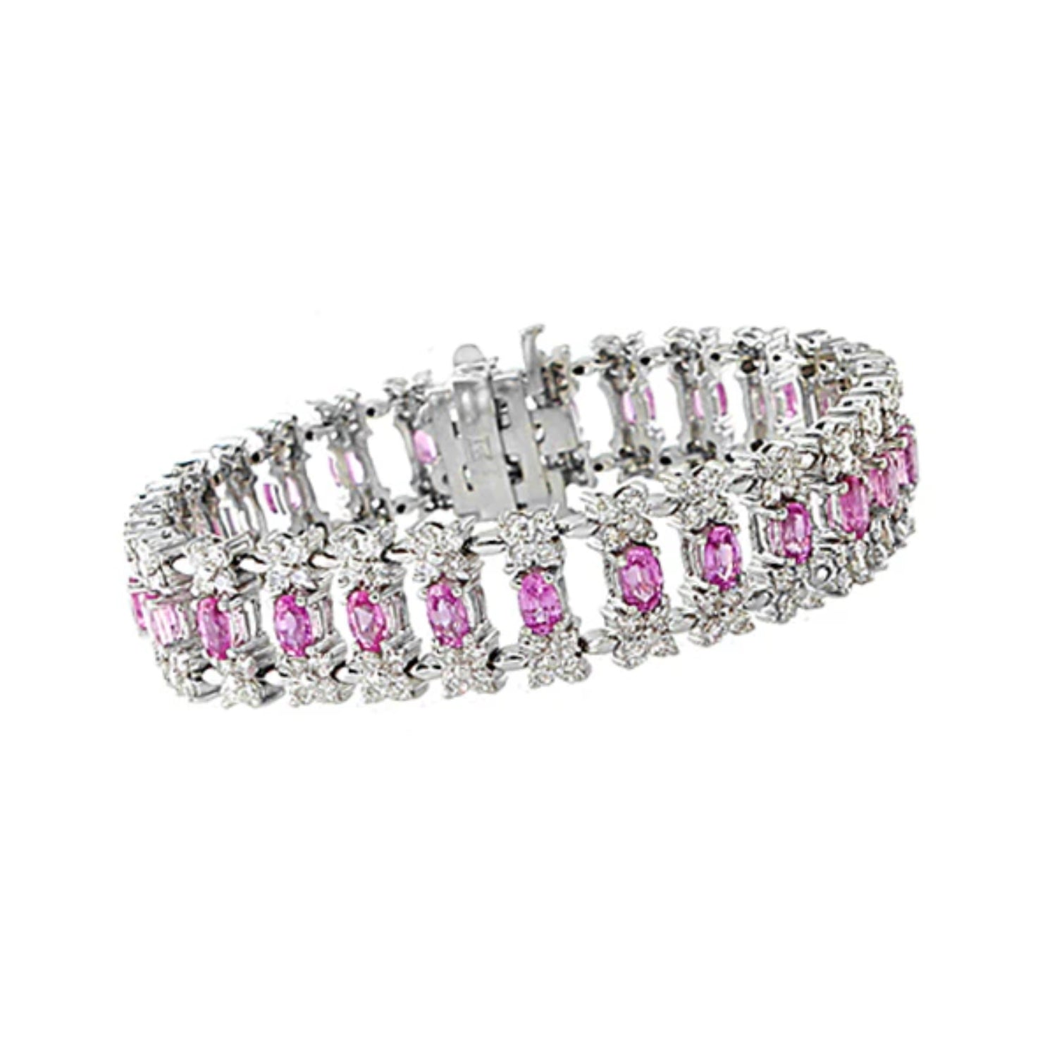 Pre-Owned Pink Sapphire Diamond Bracelet