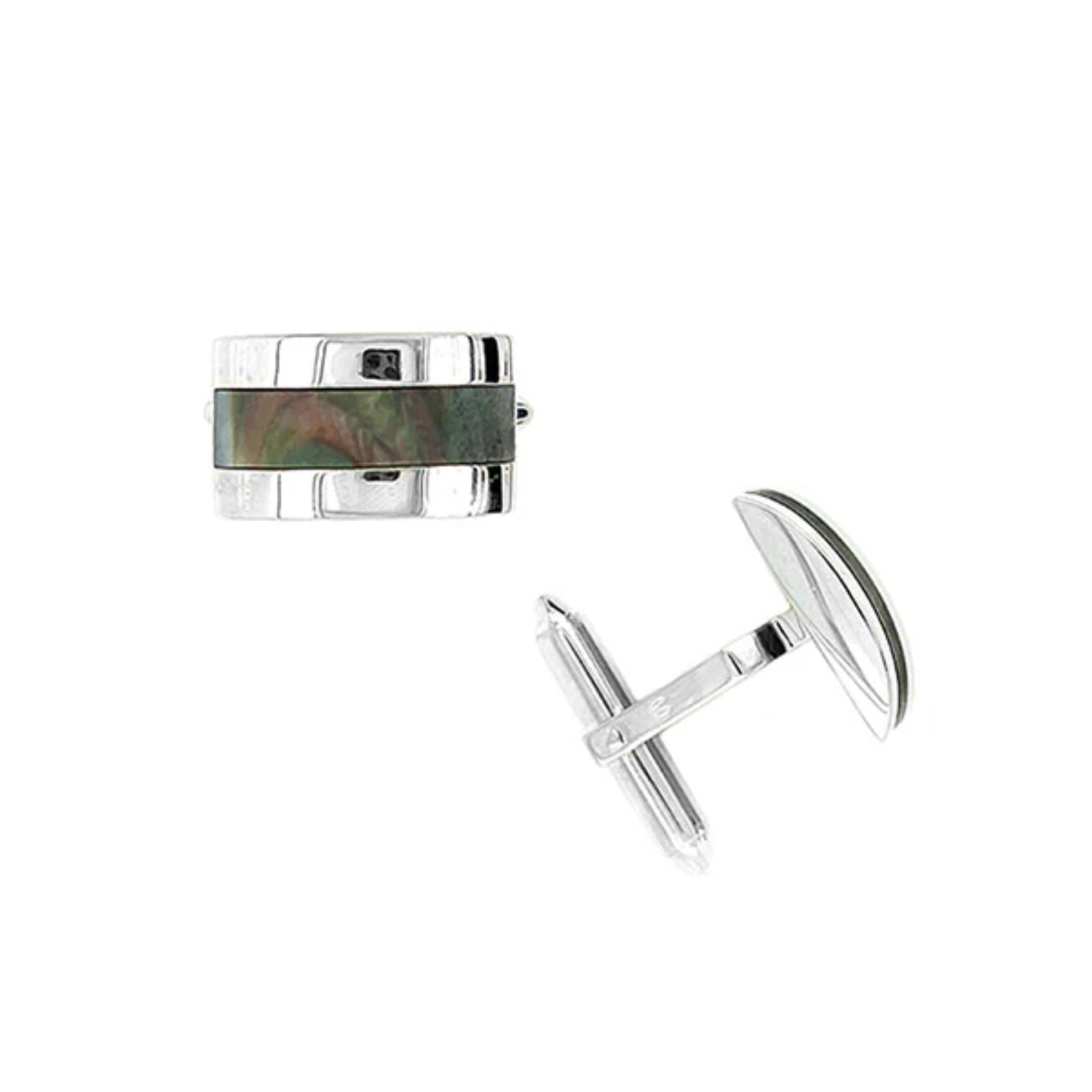 Black Mother Of Pearl & White Gold Cufflinks