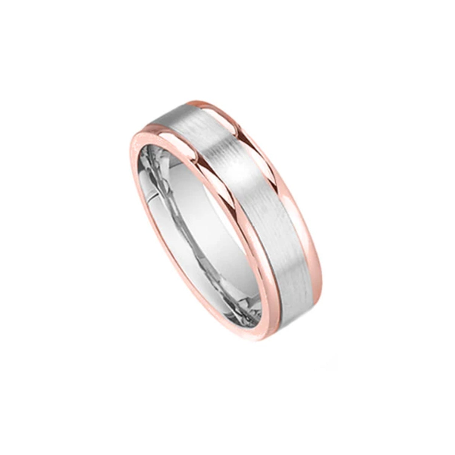 Men's Custom Rose Gold Edge Wedding Band