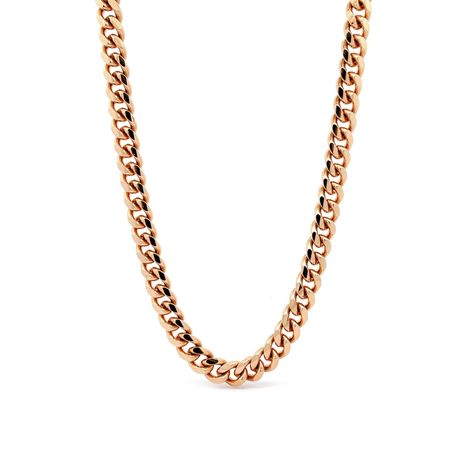 Flat Curb 18k Rose Gold Chain 26"