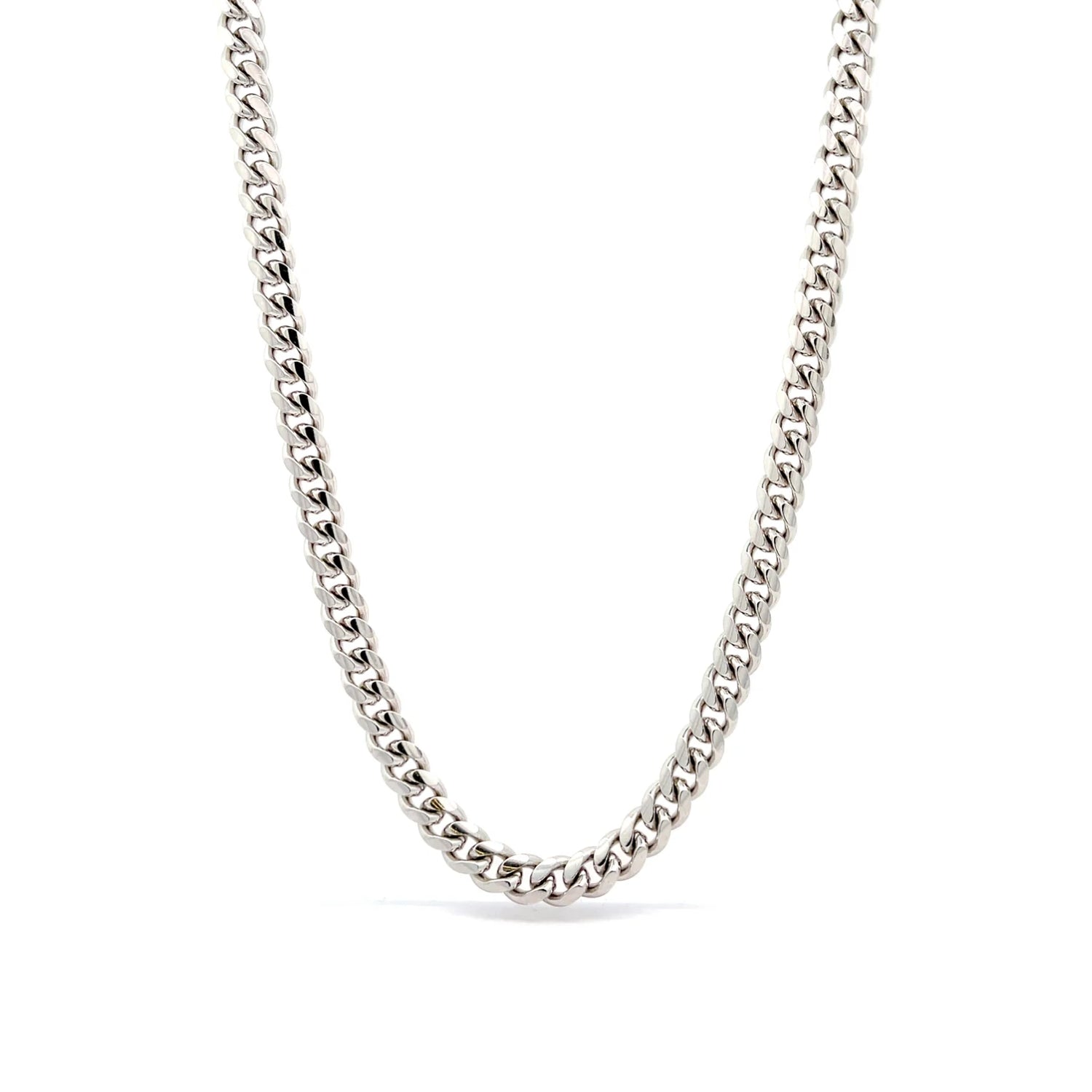 Flat Curb 18k White Gold Chain 26"