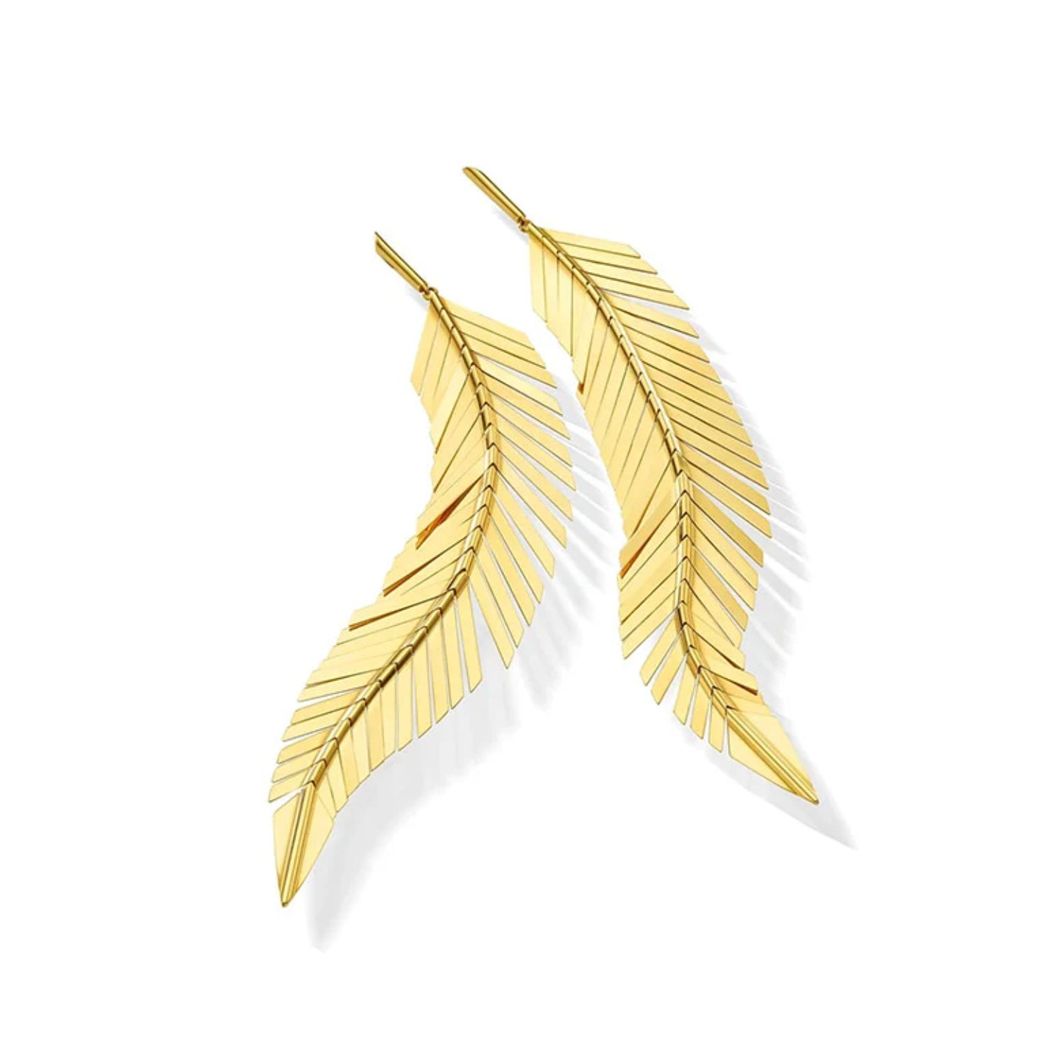 Cadar Design Large Feather Drop Earrings