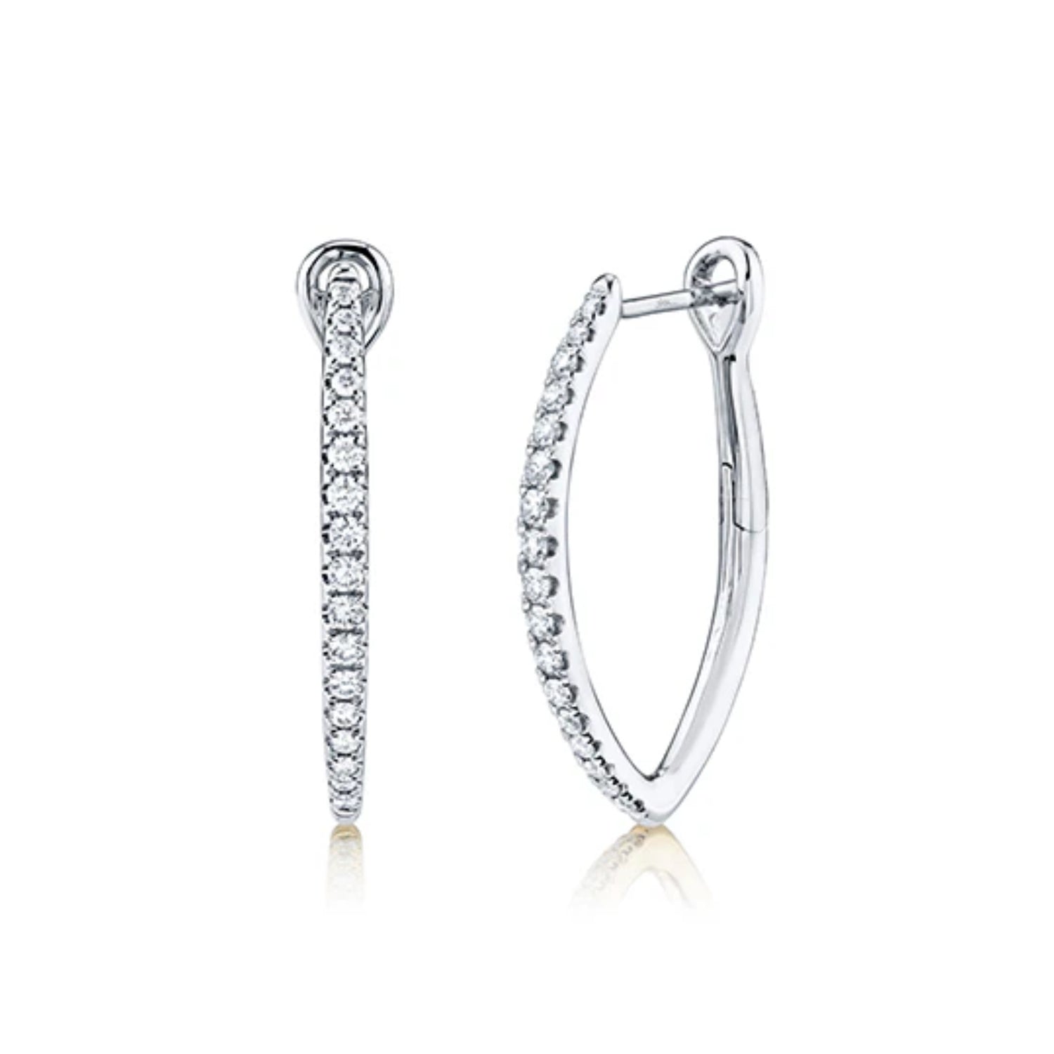 White Gold Marquise Diamond Hoop Earrings