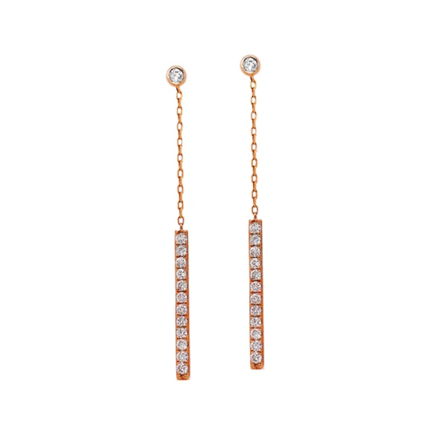 Drop Chain & Bar Diamond Earrings