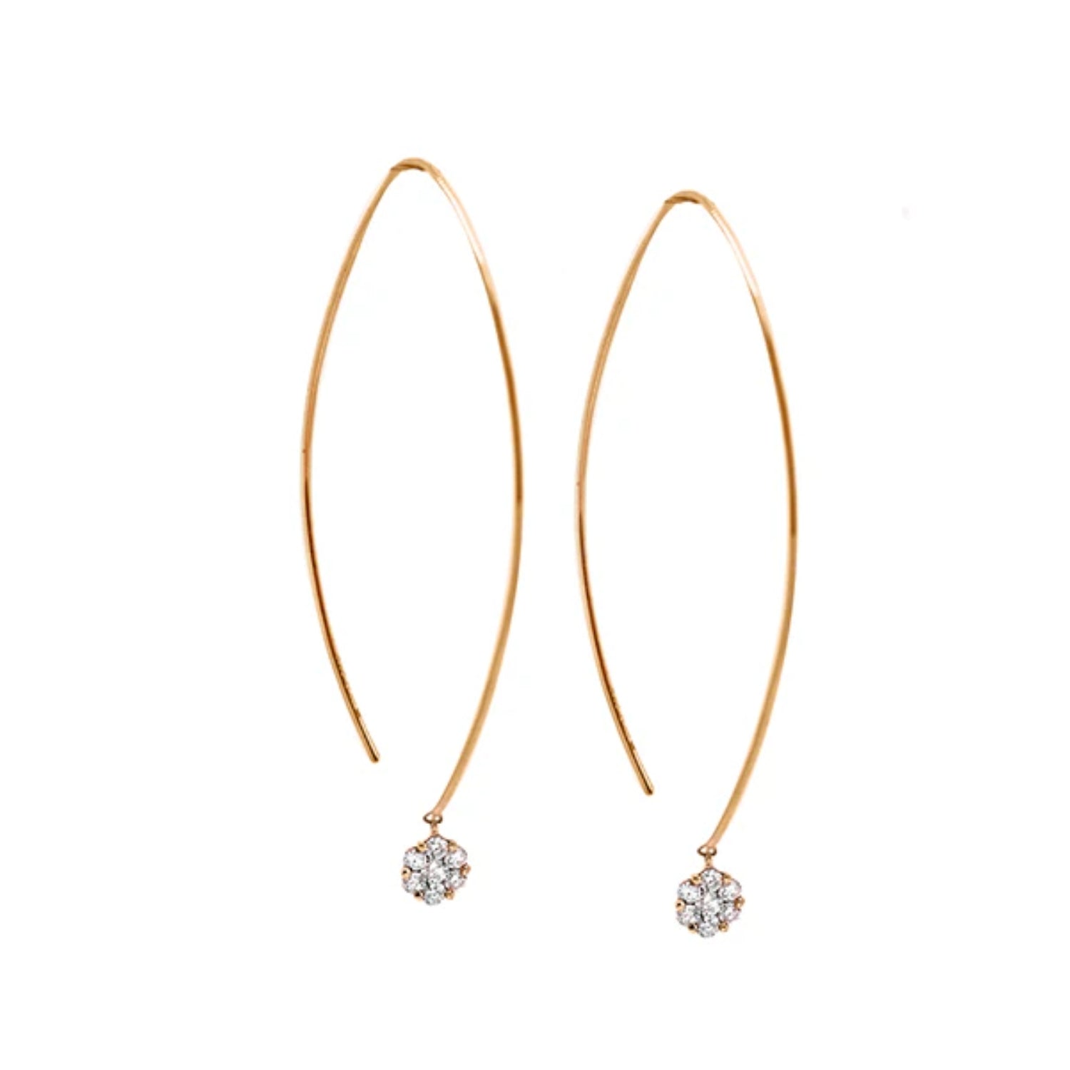 Cluster Diamond Threader Drop Earrings