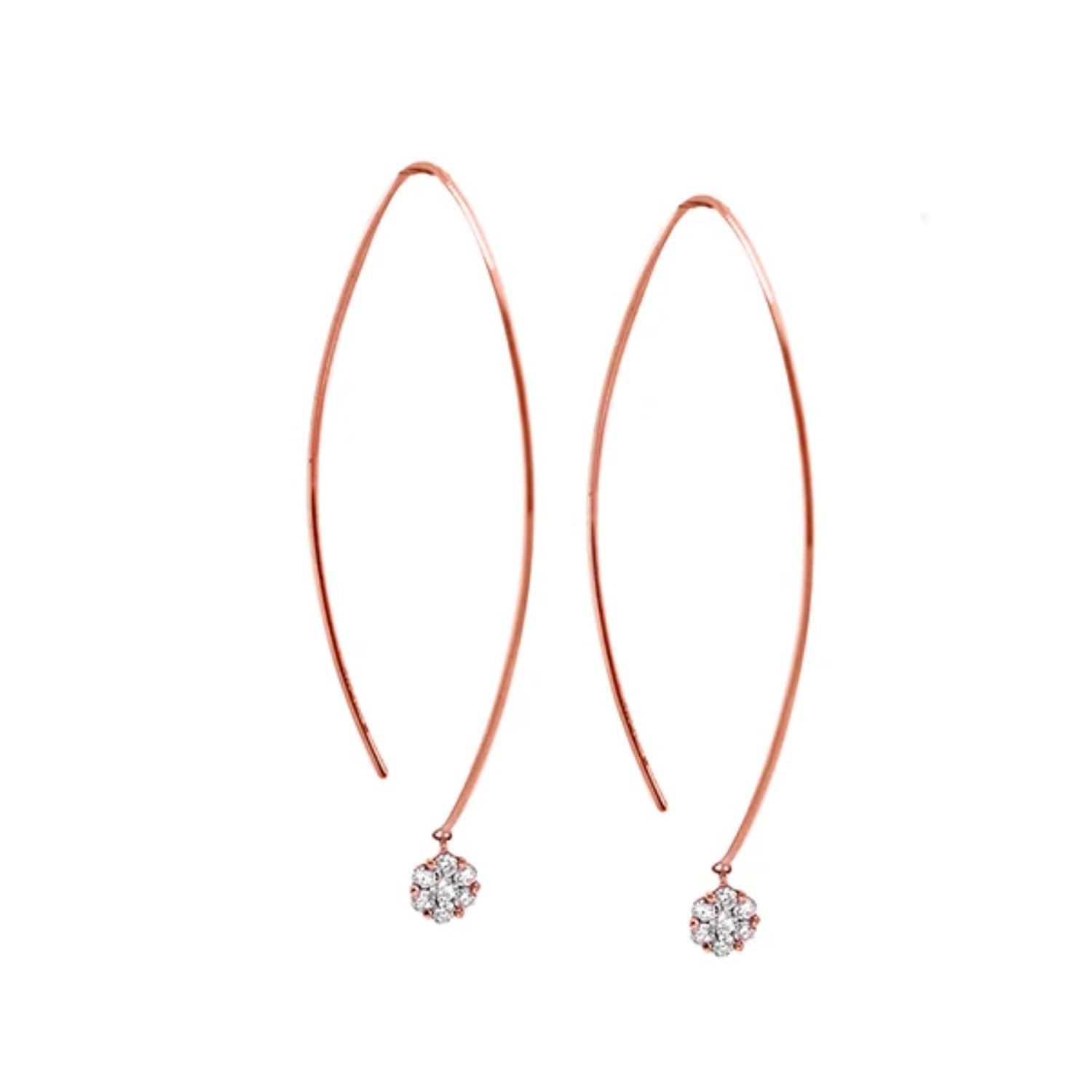 Cluster Diamond Threader Drop Earrings