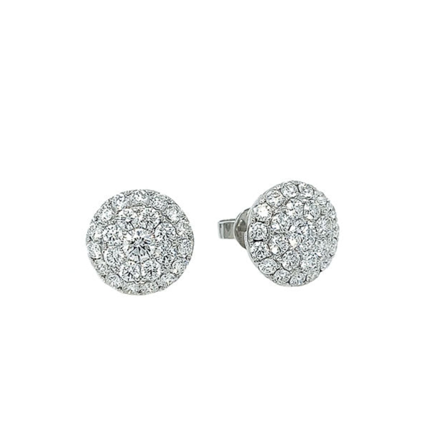 Round Cluster Diamond Stud Earrings