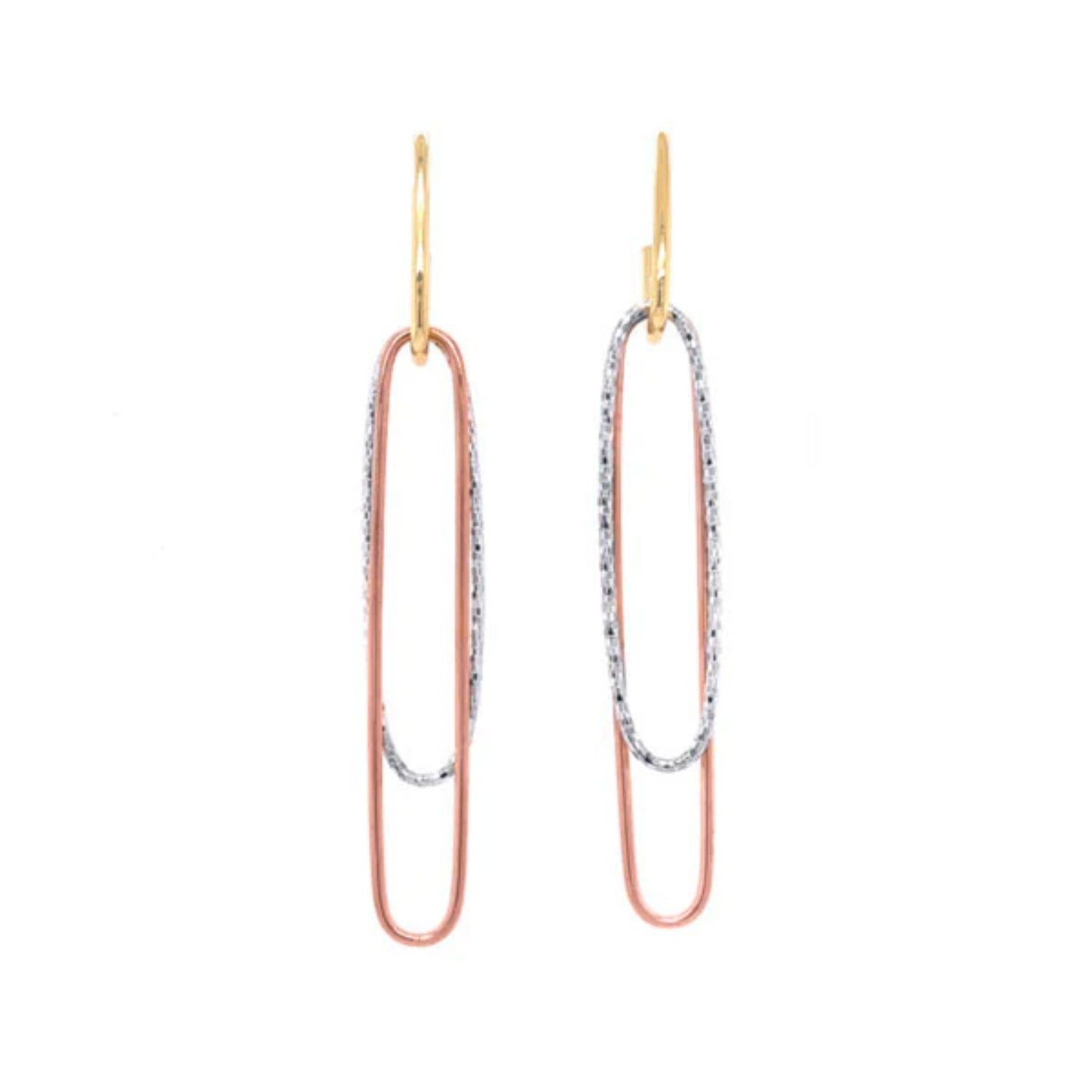 Double Oblong Gold Drop Earrings