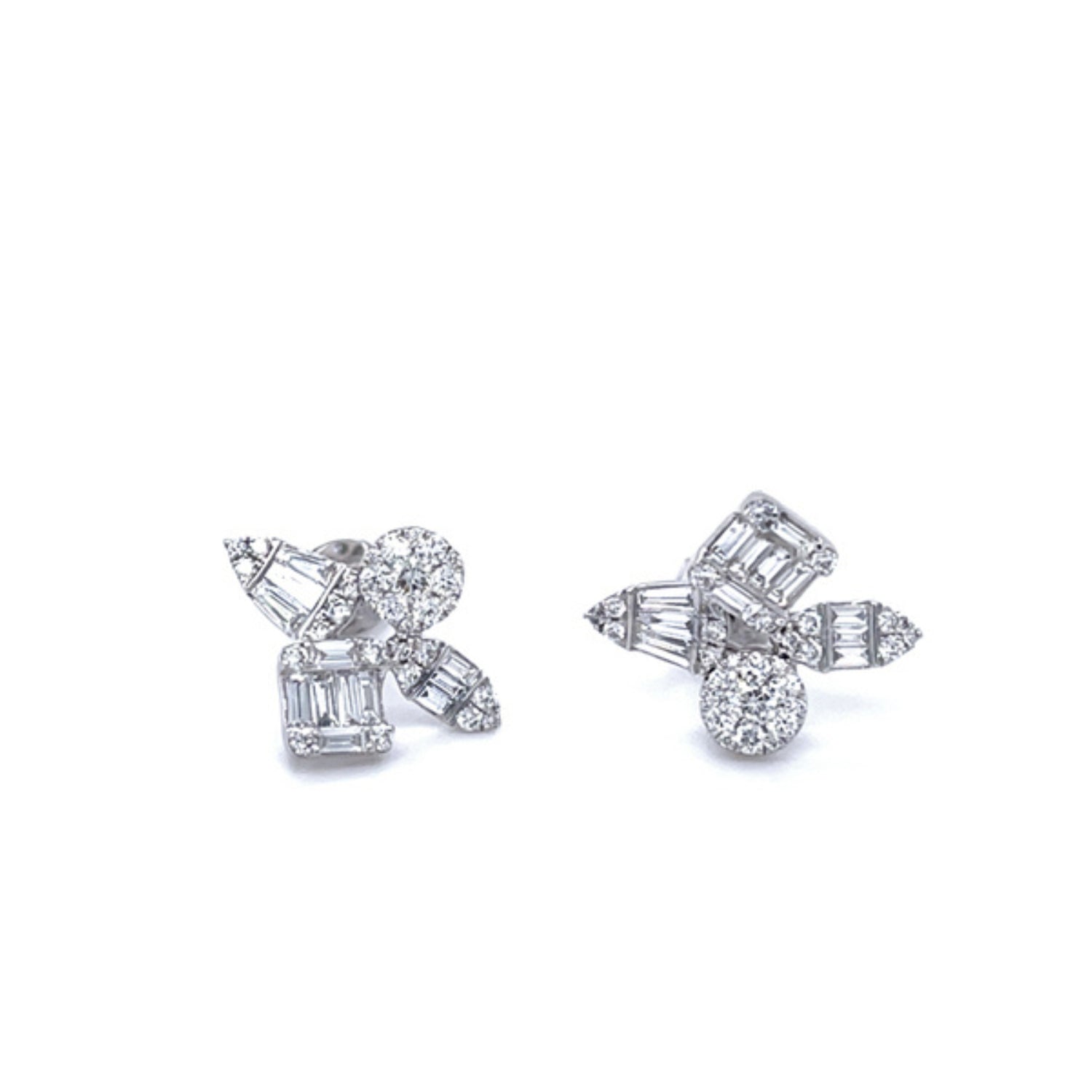 Multi Diamond Stud Earrings