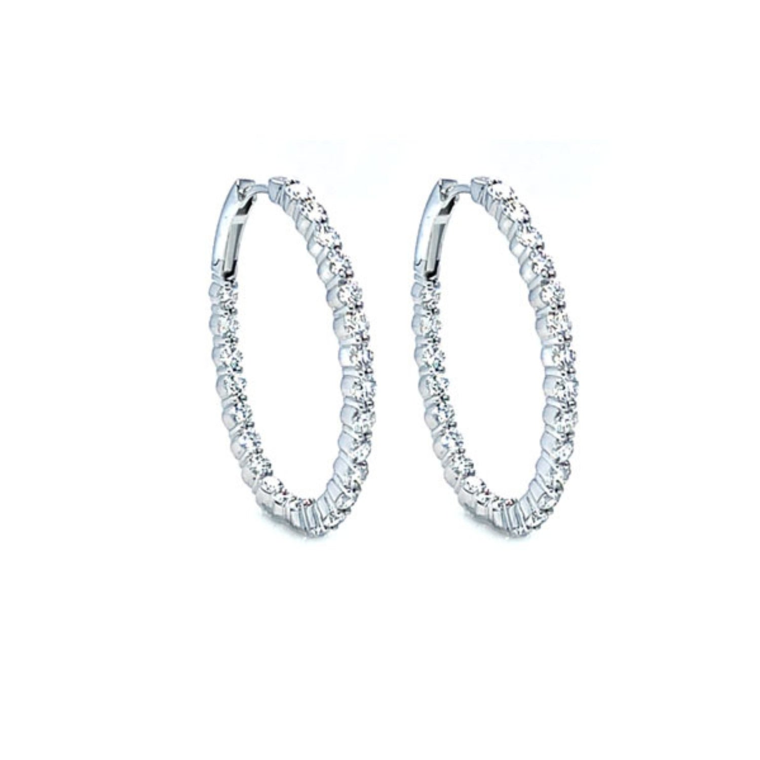 Inside-Out Oval Diamond Hoop Earrings